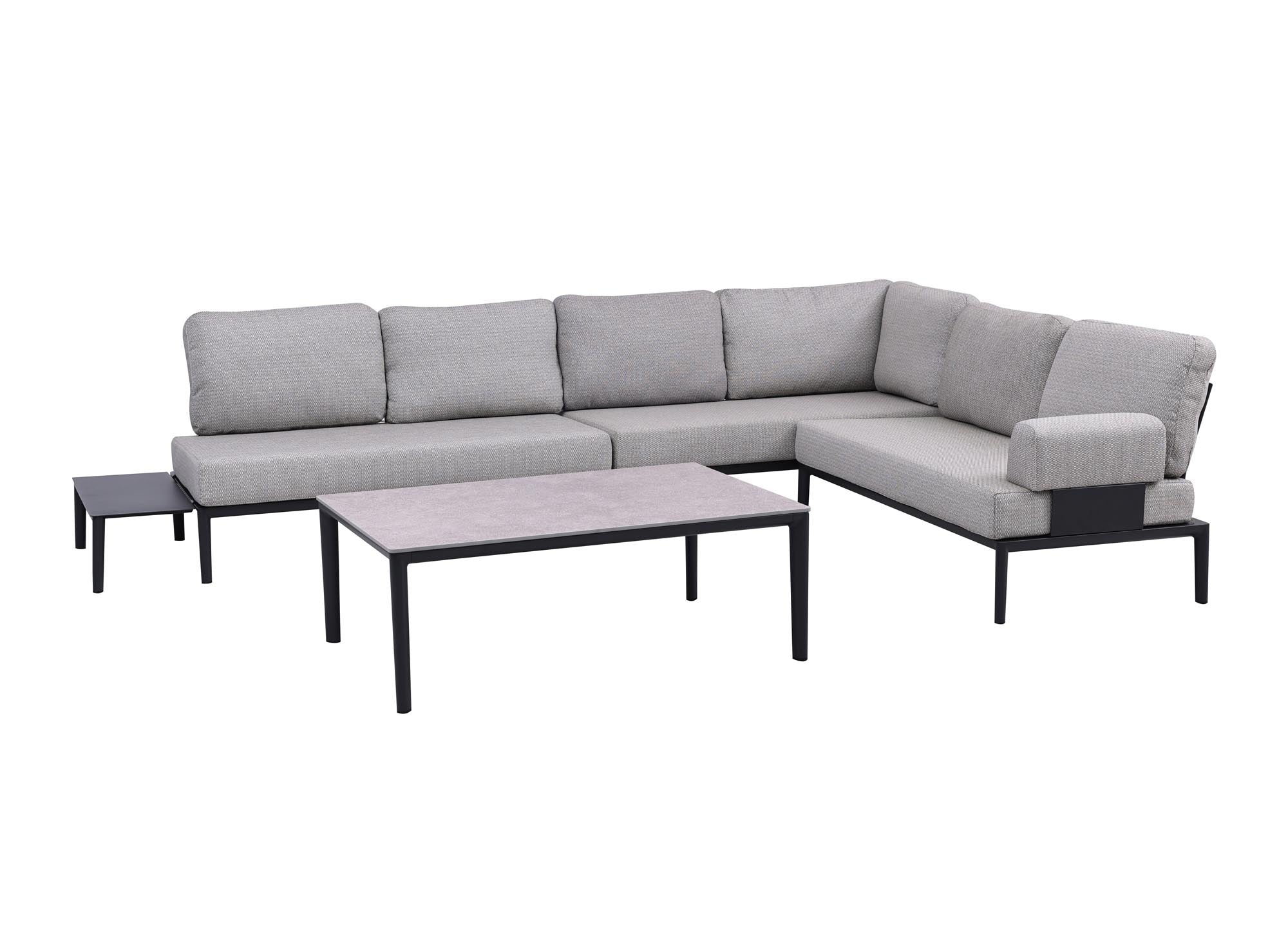 Modulares Garten-Loungeset Fiore 6 Sitzer Lounge- und Beistelltisch in Anthrazit präsentiert im Onlineshop von KAQTU Design AG. Loungeset ist von Be Garden