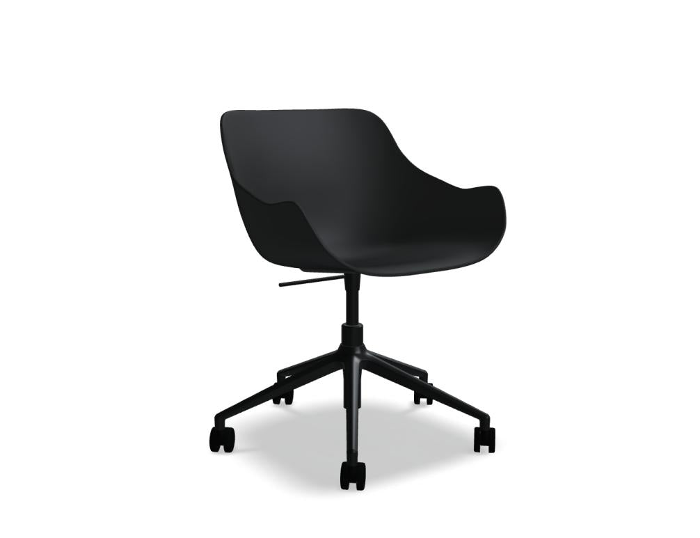 Baltic Basic BL1P22 - Stuhl mit Höhenverstellung in Rot präsentiert im Onlineshop von KAQTU Design AG. Dreh-Schalenstuhl mit Rollen ist von Mdd