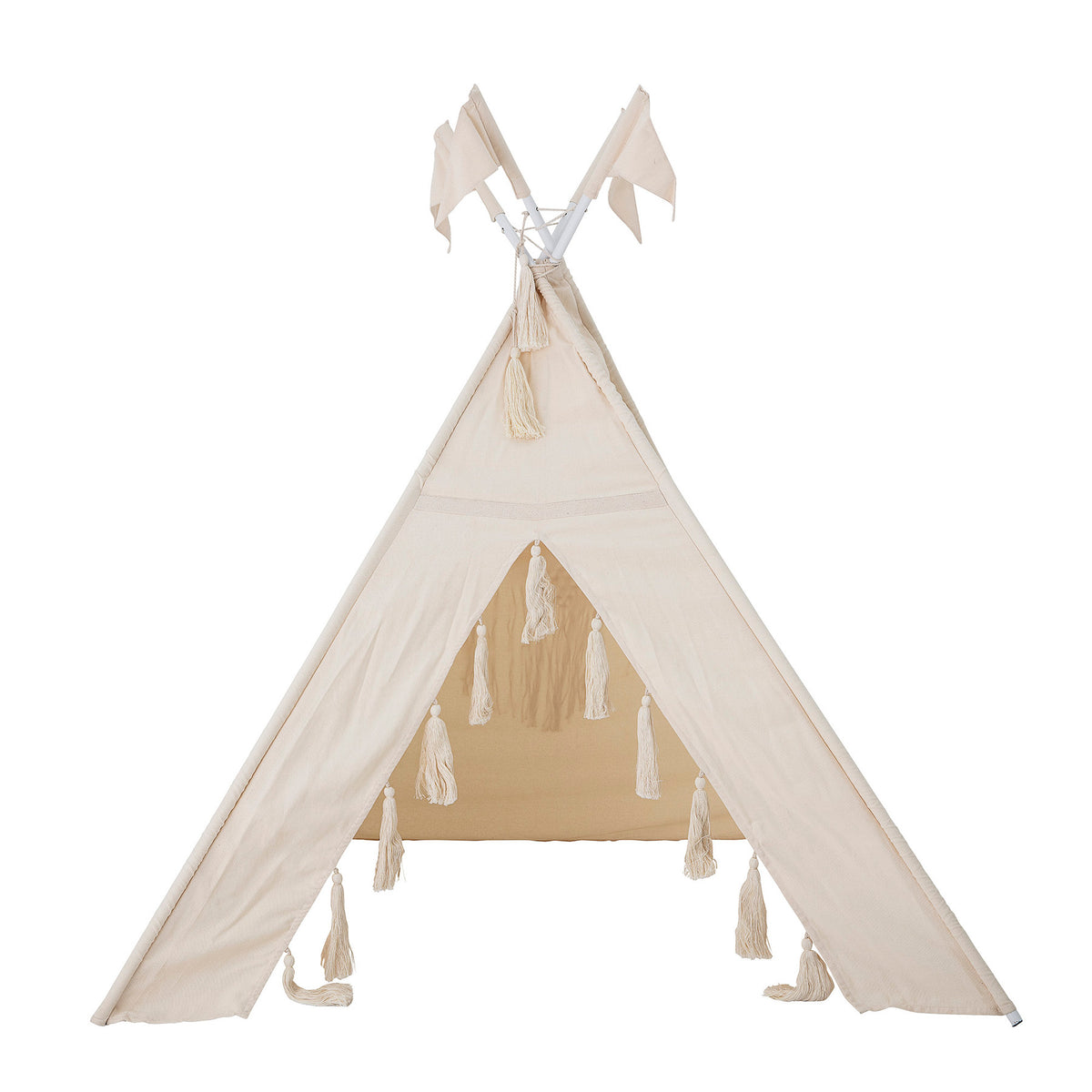 Weisses Kinder-Tipi Fardin von Bloomingville Mini aus Baumwolle mit Gestell aus Eisen, Zeltform für Kinderzimmer, Grösse 110x110x140 cm