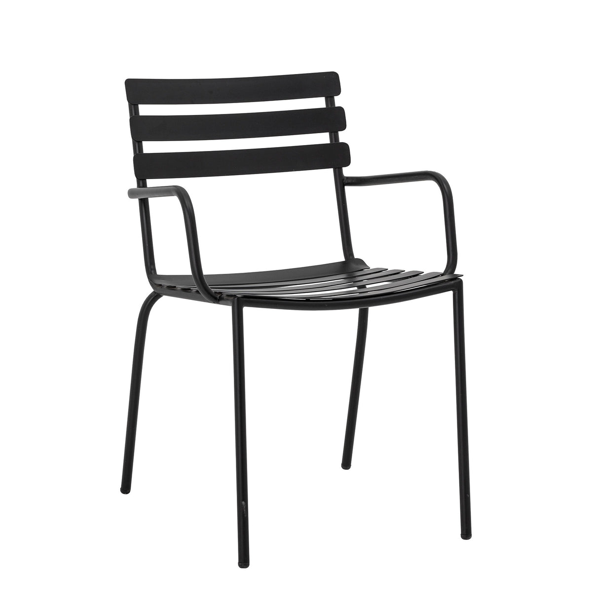 Monsi Esszimmerstuhl, Schwarz, Verzinktes Eisen in Schwarz präsentiert im Onlineshop von KAQTU Design AG. Gartenstuhl mit Armlehnen ist von Bloomingville