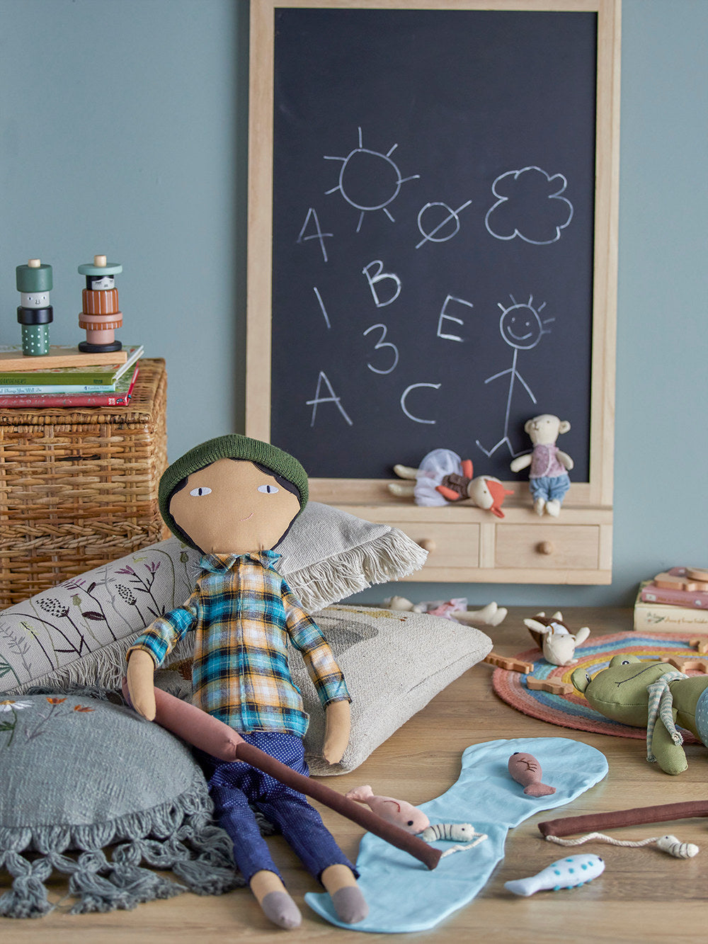 Sigge Doll, Blau, Baumwolle in Blue präsentiert im Onlineshop von KAQTU Design AG. Plüschtier Kids ist von Bloomingville Mini