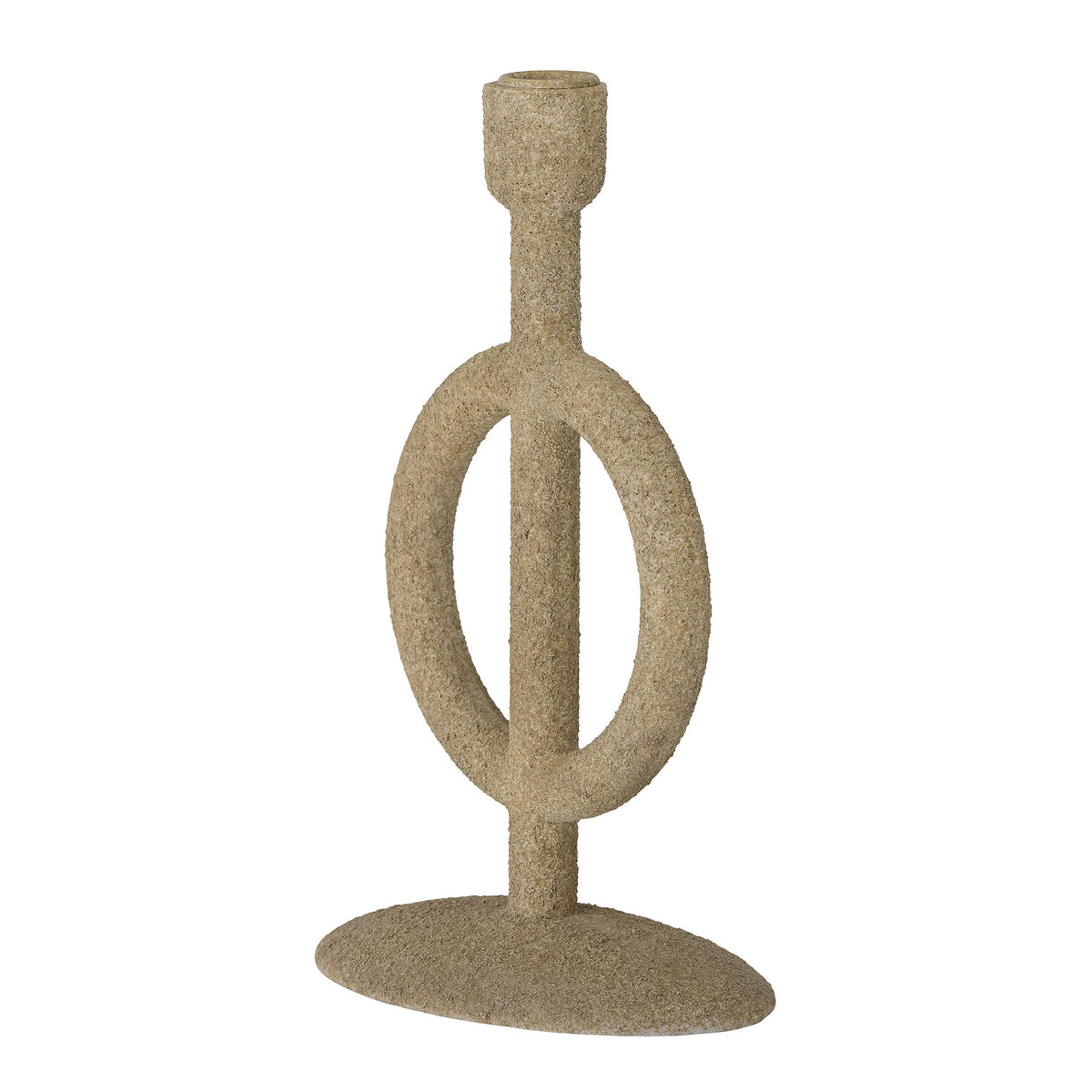 Runder Kerzenhalter Flikka in Beige aus Polyresin von Bloomingville, einfarbig gefärbt, für eine Kerze mit Ø 2,2 cm Durchmesser geeignet.