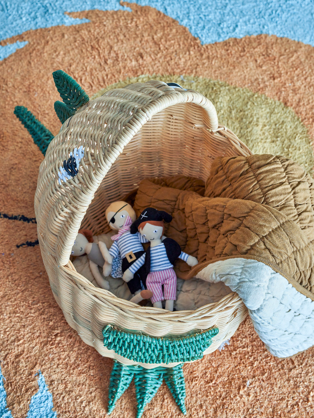 Eddi Korb, Natur, Rattan in Nature präsentiert im Onlineshop von KAQTU Design AG. Aufbewährungskörbe ist von Bloomingville Mini