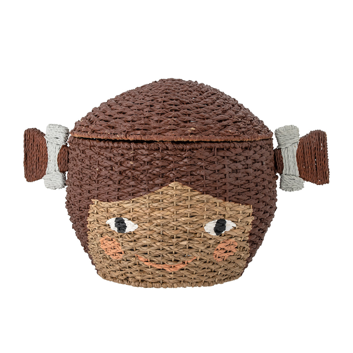Lill Korb mit Deckel, Braun, Bankuan-Gras in Brown präsentiert im Onlineshop von KAQTU Design AG. Aufbewährungskörbe ist von Bloomingville Mini