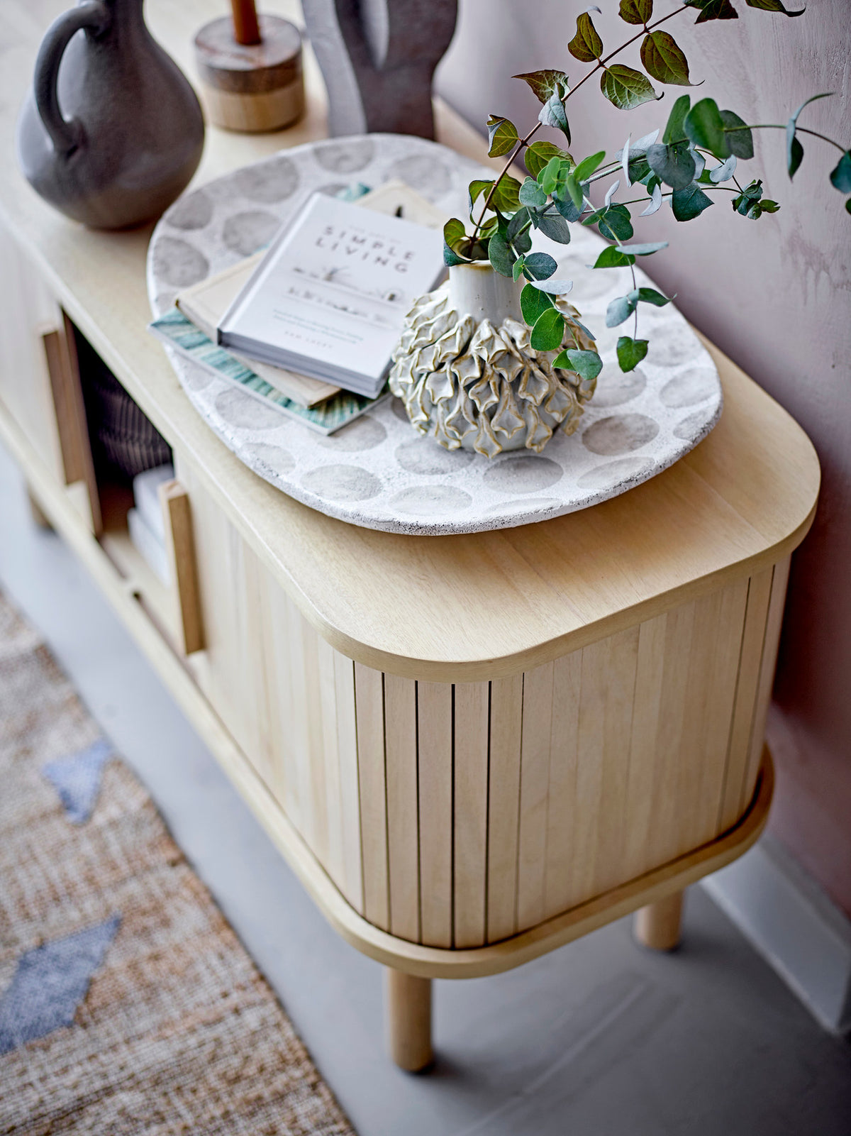 Weisses Tablett Felan aus Terrakotta von Bloomingville mit Muster