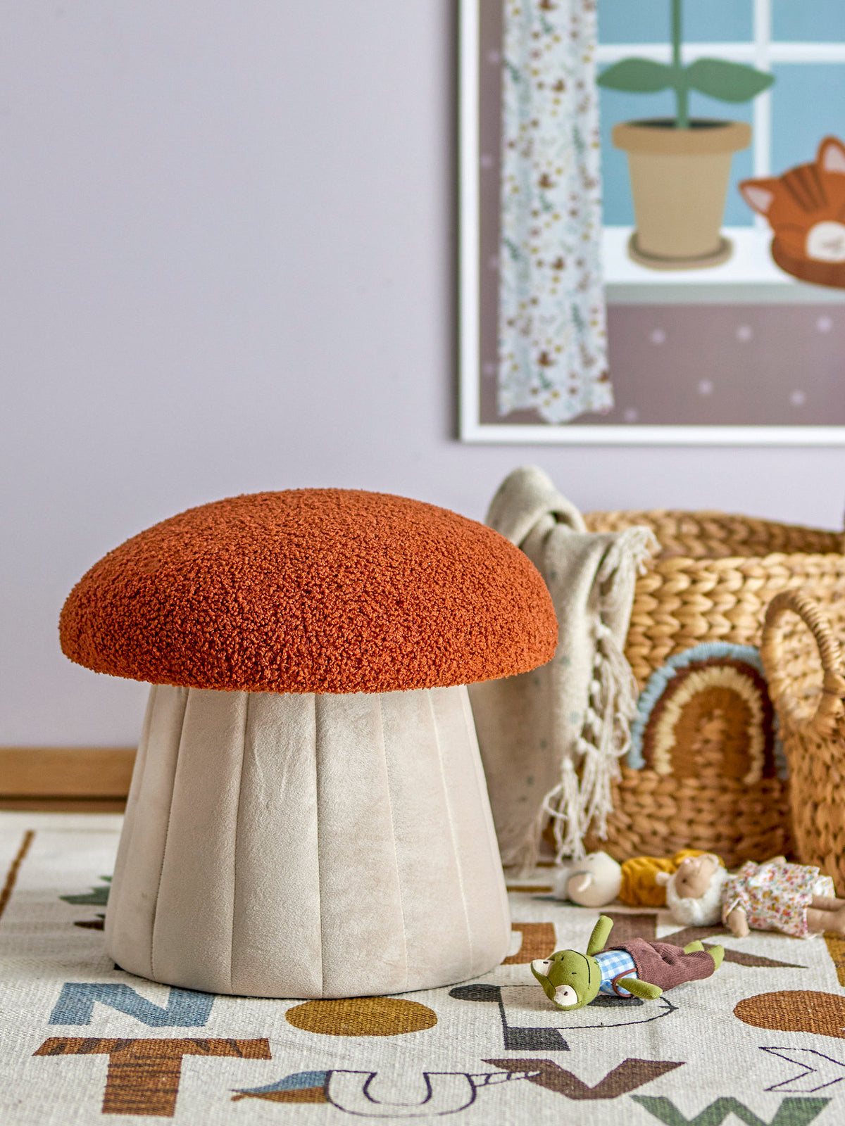 Bertil Pouf, Rot, Polyester in Red präsentiert im Onlineshop von KAQTU Design AG. Pouf ist von Bloomingville Mini