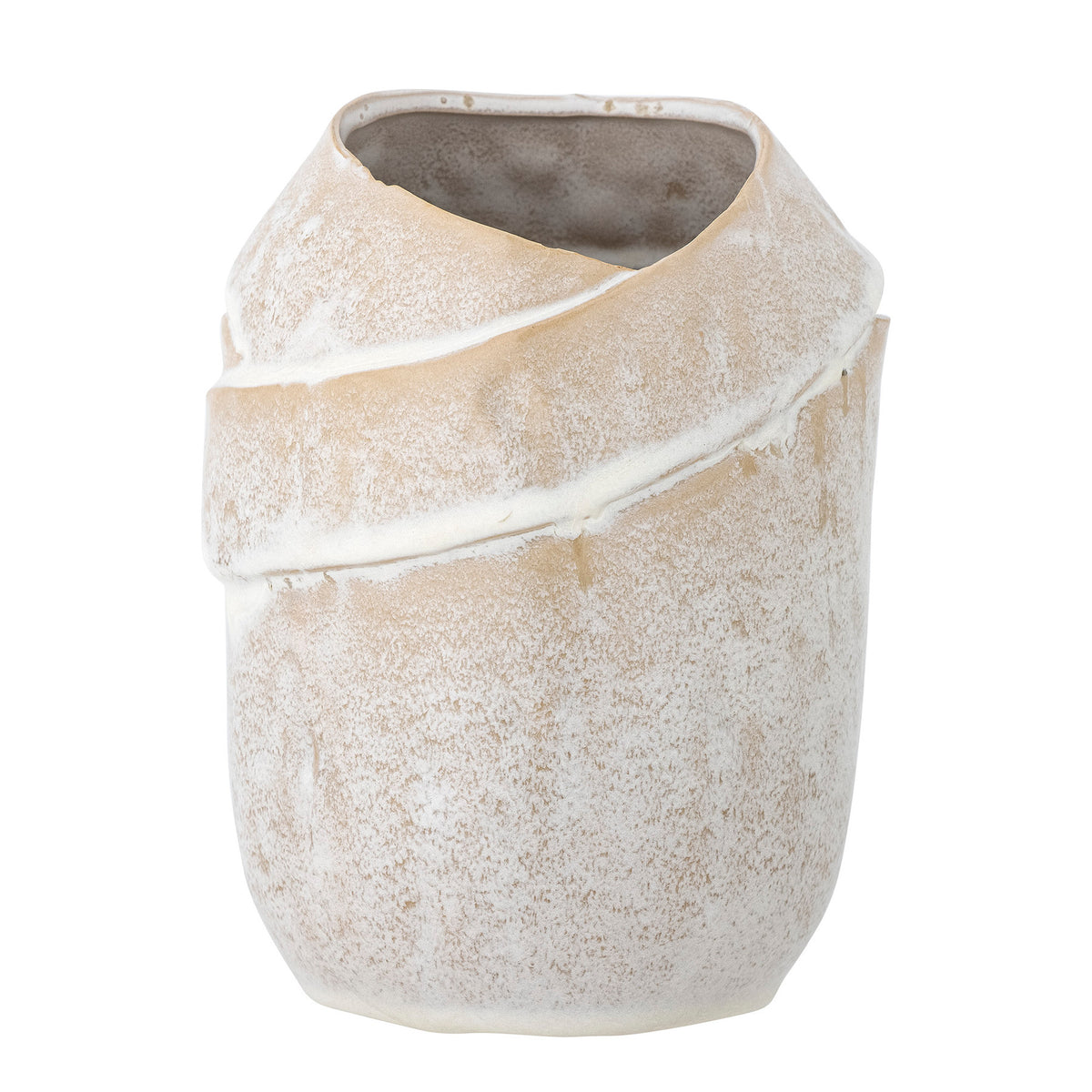 Beige Vase Abeera aus Steingut von Bloomingville, rundliche Form mit heller Glasur und natürlichen Farbnuancen, Durchmesser 14.5 cm, Höhe 20 cm