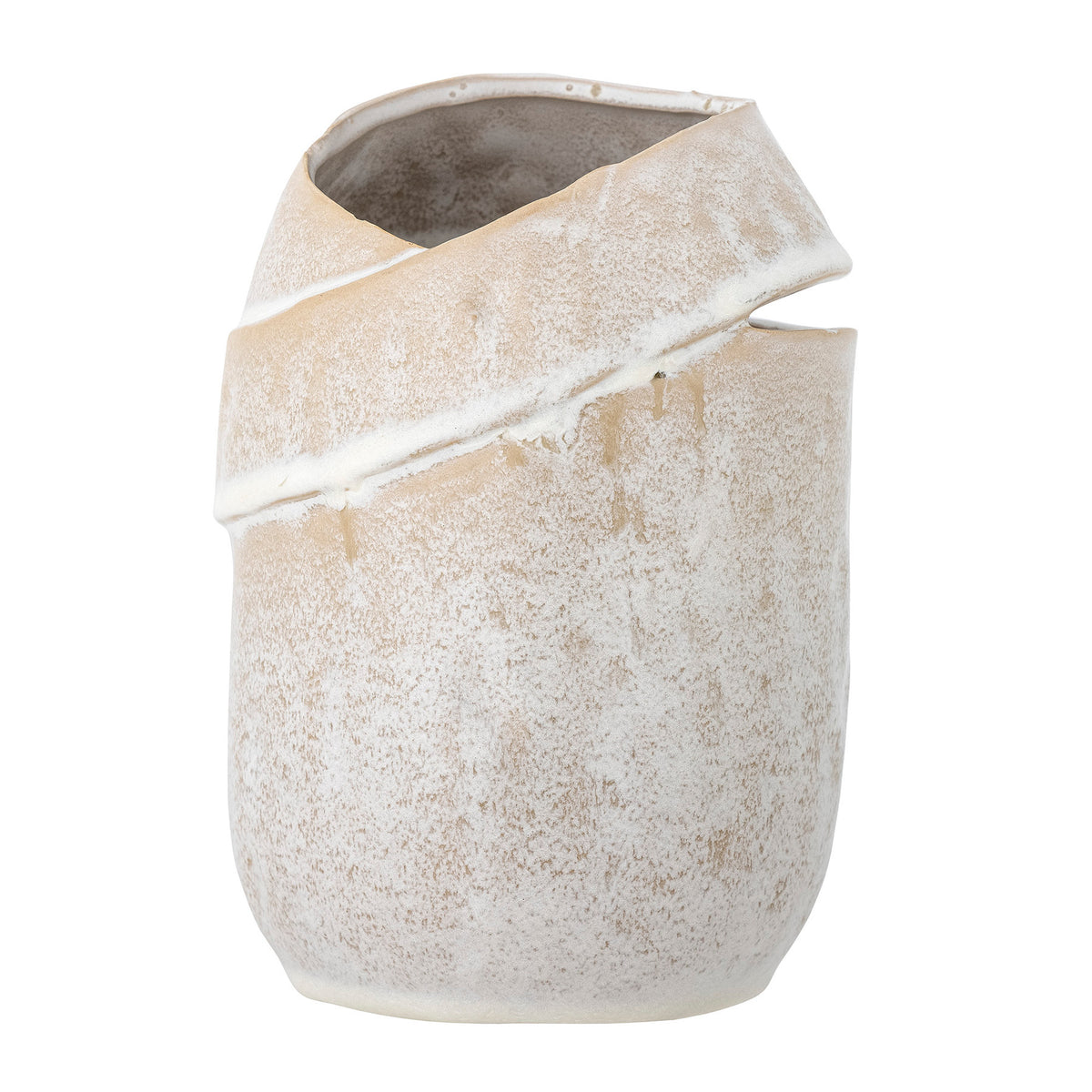 Beige Vase Abeera aus Steingut von Bloomingville, rundliche Form mit heller Glasur und natürlichen Farbnuancen, Durchmesser 14.5 cm, Höhe 20 cm