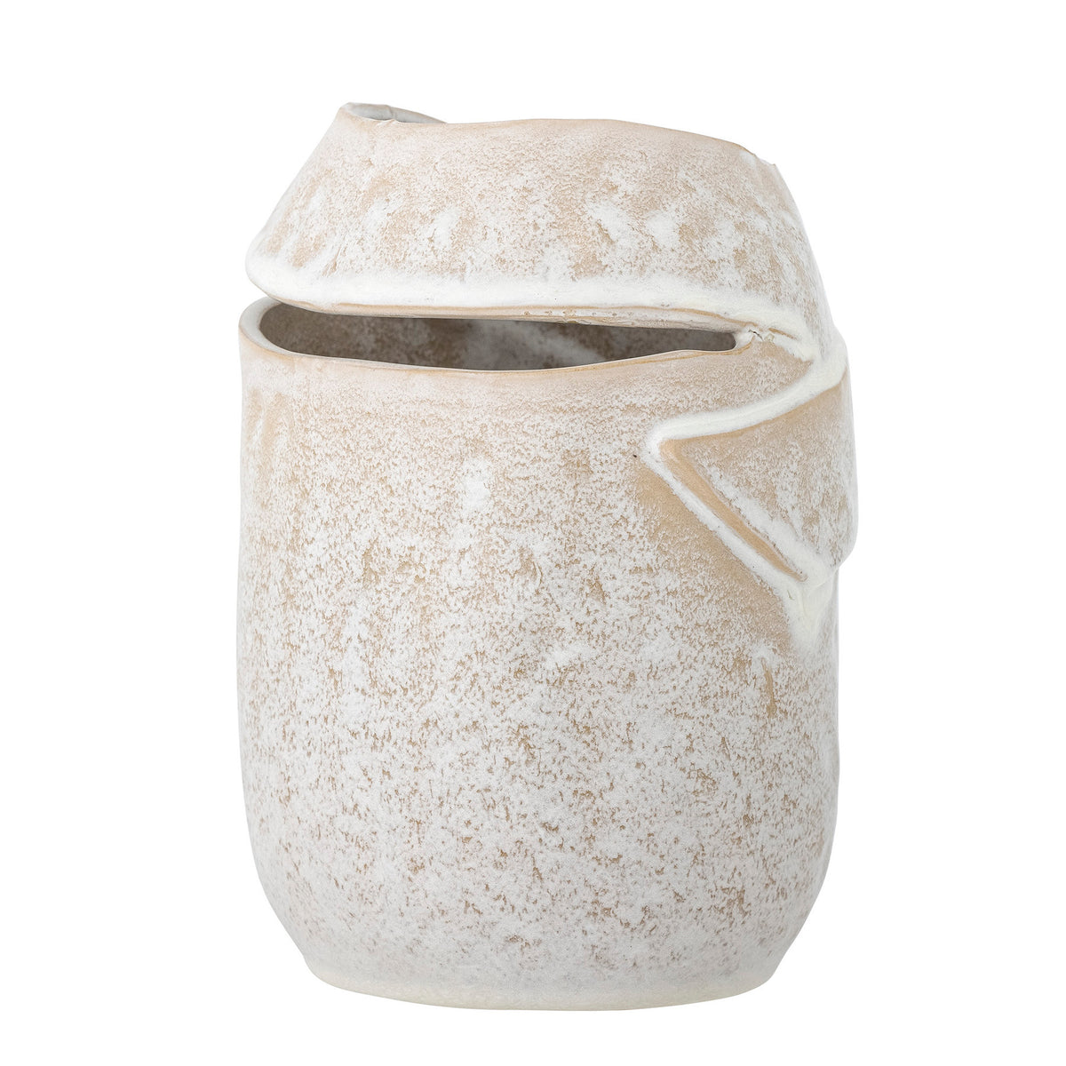 Beige Vase Abeera aus Steingut von Bloomingville, rundliche Form mit heller Glasur und natürlichen Farbnuancen, Durchmesser 14.5 cm, Höhe 20 cm