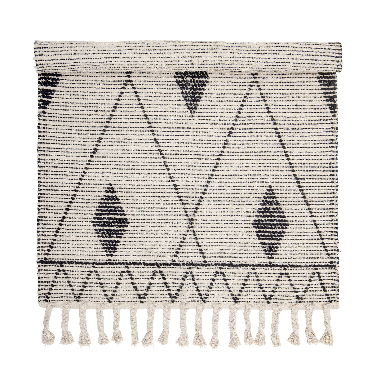 Beiger Yuki Teppich aus Baumwolle, Polyester und Rayon mit gewebtem Muster, rechteckige Form, Creative Collection, Boho-Chic-Stil