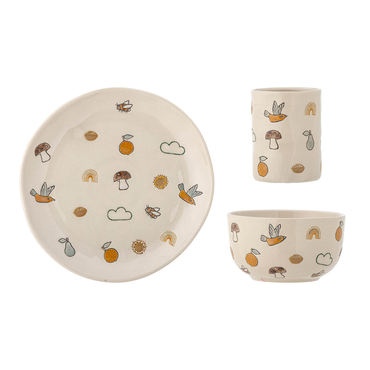 Agnes Geschirr-Set, Weiss, Steingut in Weiß präsentiert im Onlineshop von KAQTU Design AG. Geschirrset ist von Bloomingville Mini