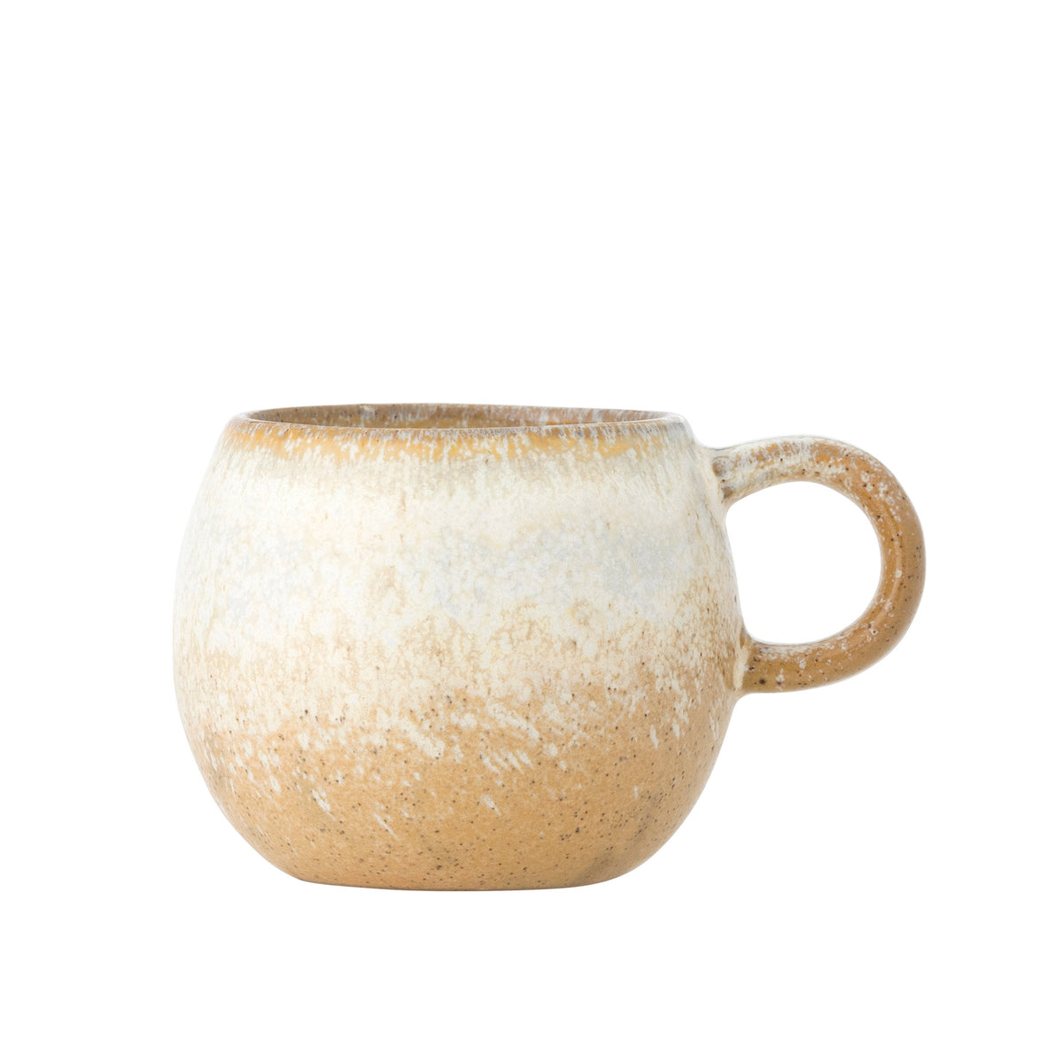 Beige Espressotasse Paula von Bloomingville aus Steingut mit reaktiver Glasur, runde Form, Durchmesser 7 cm, Höhe 6 cm