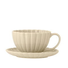 Latina Tasse mit Untertasse, Beige, Steingut