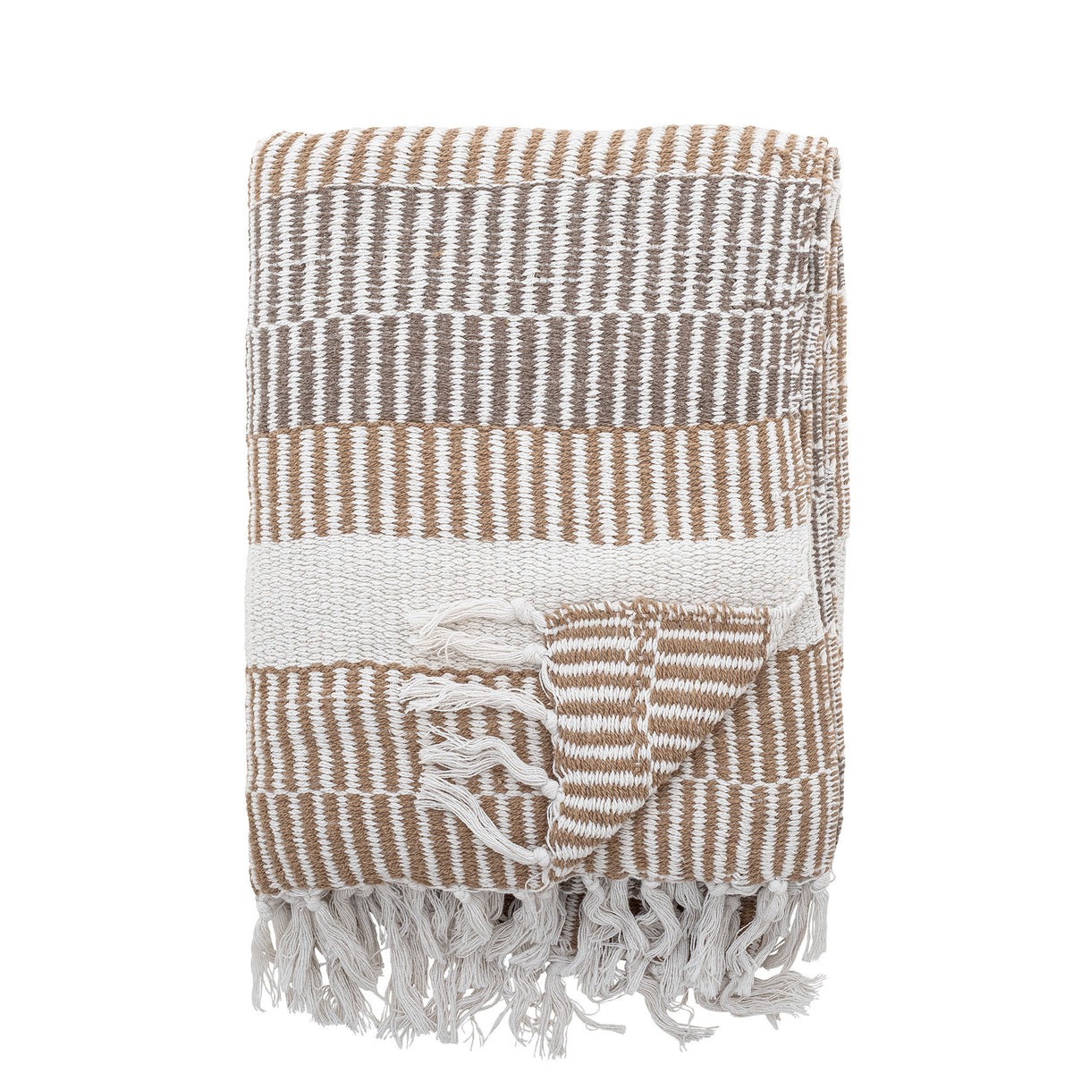 Bunte Wolldecke Isnel von Creative Collection aus Mischfasern, geflochtene Oberfläche, garngefärbtes Muster im Boho Chic Stil, 160x130 cm.