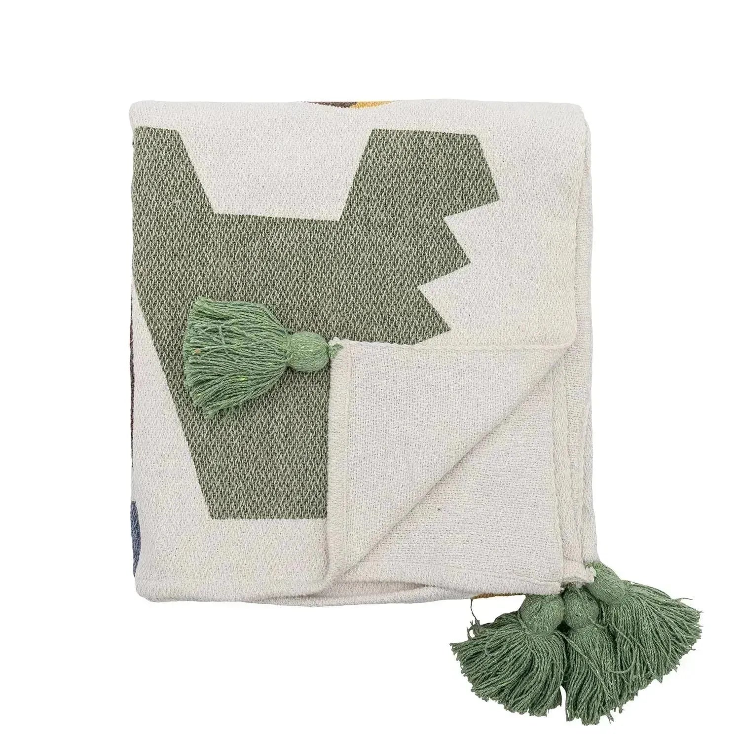 Memmo Decke, Natur, Recycelte Baumwolle in Natur präsentiert im Onlineshop von KAQTU Design AG. Bettüberwurf ist von Bloomingville Mini