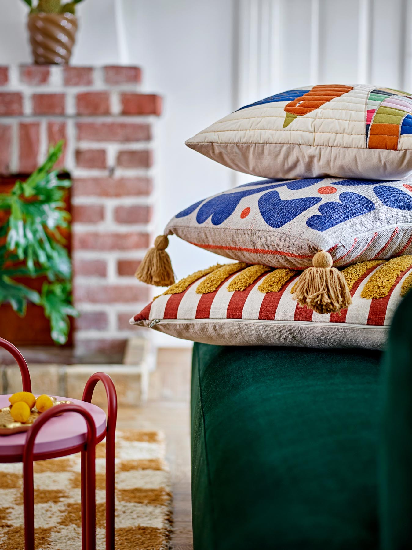 Eviaya pillows, blue, recycled cotton