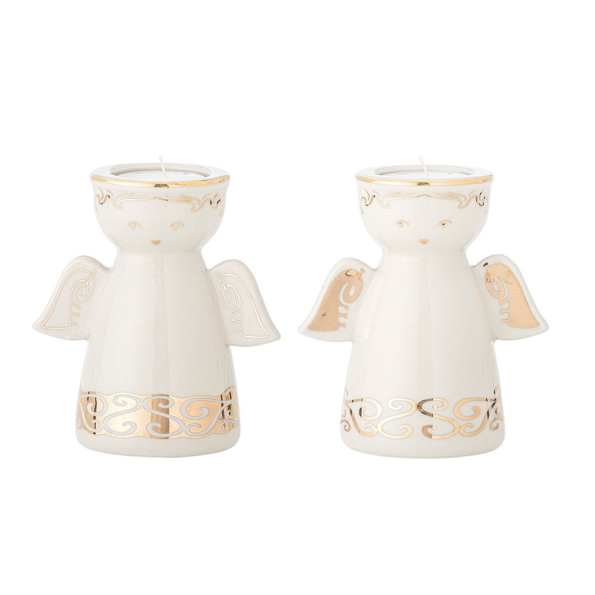Faella Teelicht- und Kerzenhalter, Weiss, Steingut in Weiss präsentiert im Onlineshop von KAQTU Design AG. Teelichthalter ist von Bloomingville