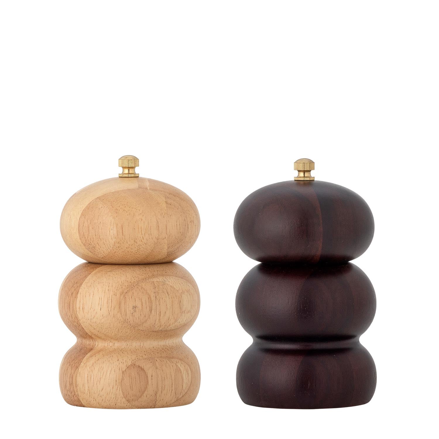 Marge of salt and pepper mills, nature, rubber tree wood
