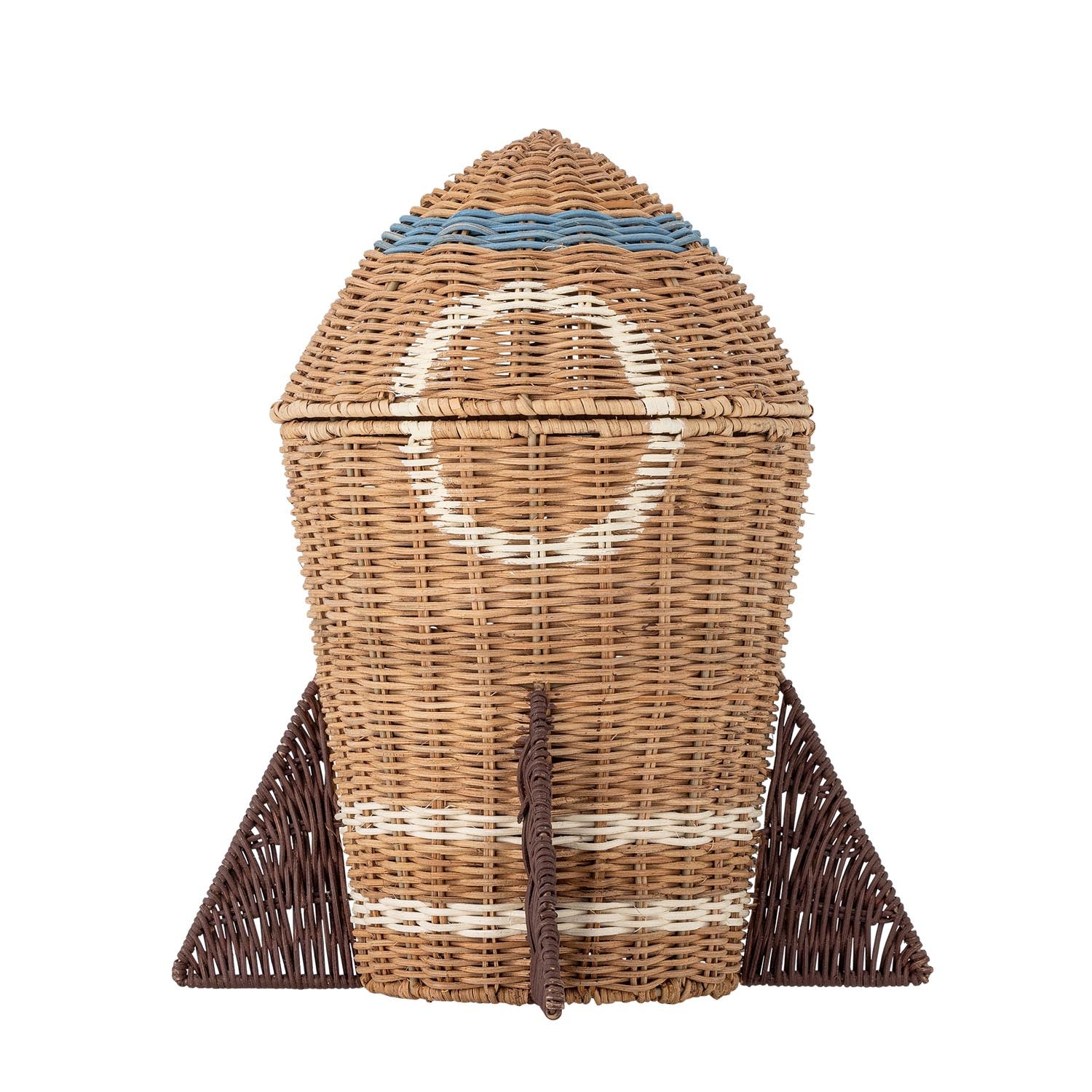 Space basket with lid, nature, rattan