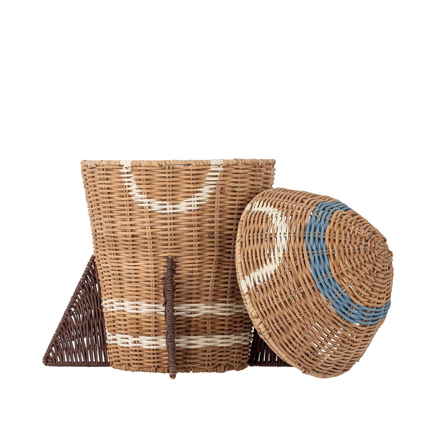 Space Korb mit Deckel, Natur, Rattan in Natur präsentiert im Onlineshop von KAQTU Design AG. Aufbewahrungskorb ist von Bloomingville Mini