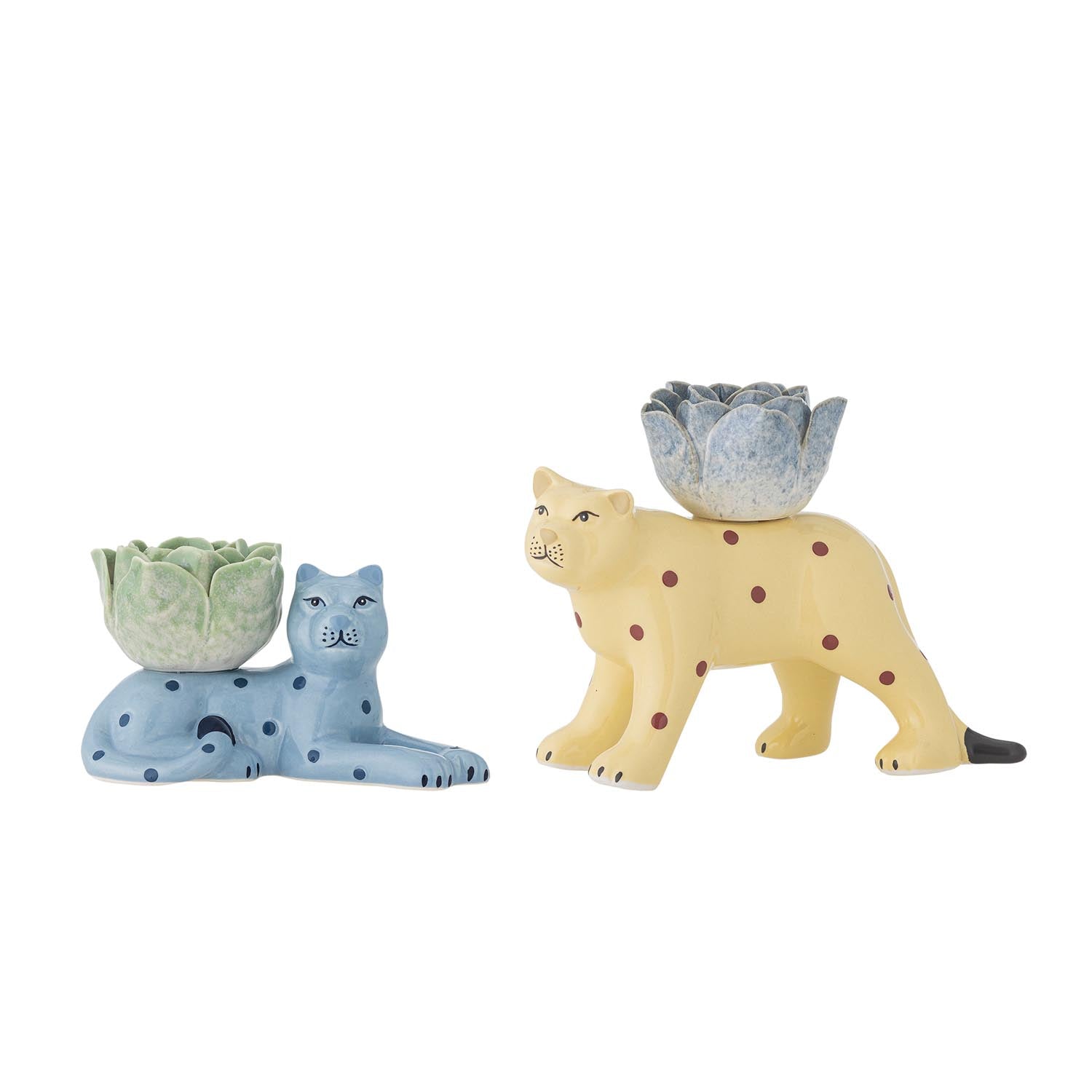 Rory Kerzenhalter, Blau, Steingut in Blau präsentiert im Onlineshop von KAQTU Design AG. Podest ist von Bloomingville