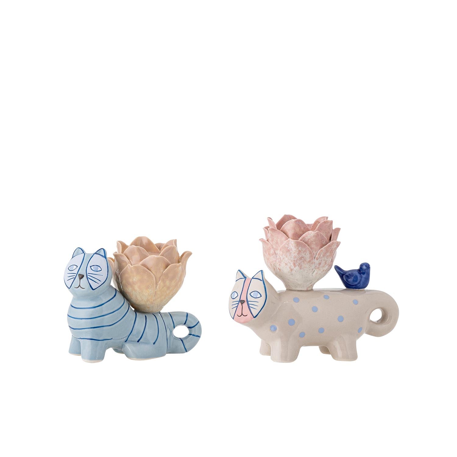 Missy Kerzenhalter, Blau, Steingut in Blau präsentiert im Onlineshop von KAQTU Design AG. Kerzenständer ist von Bloomingville