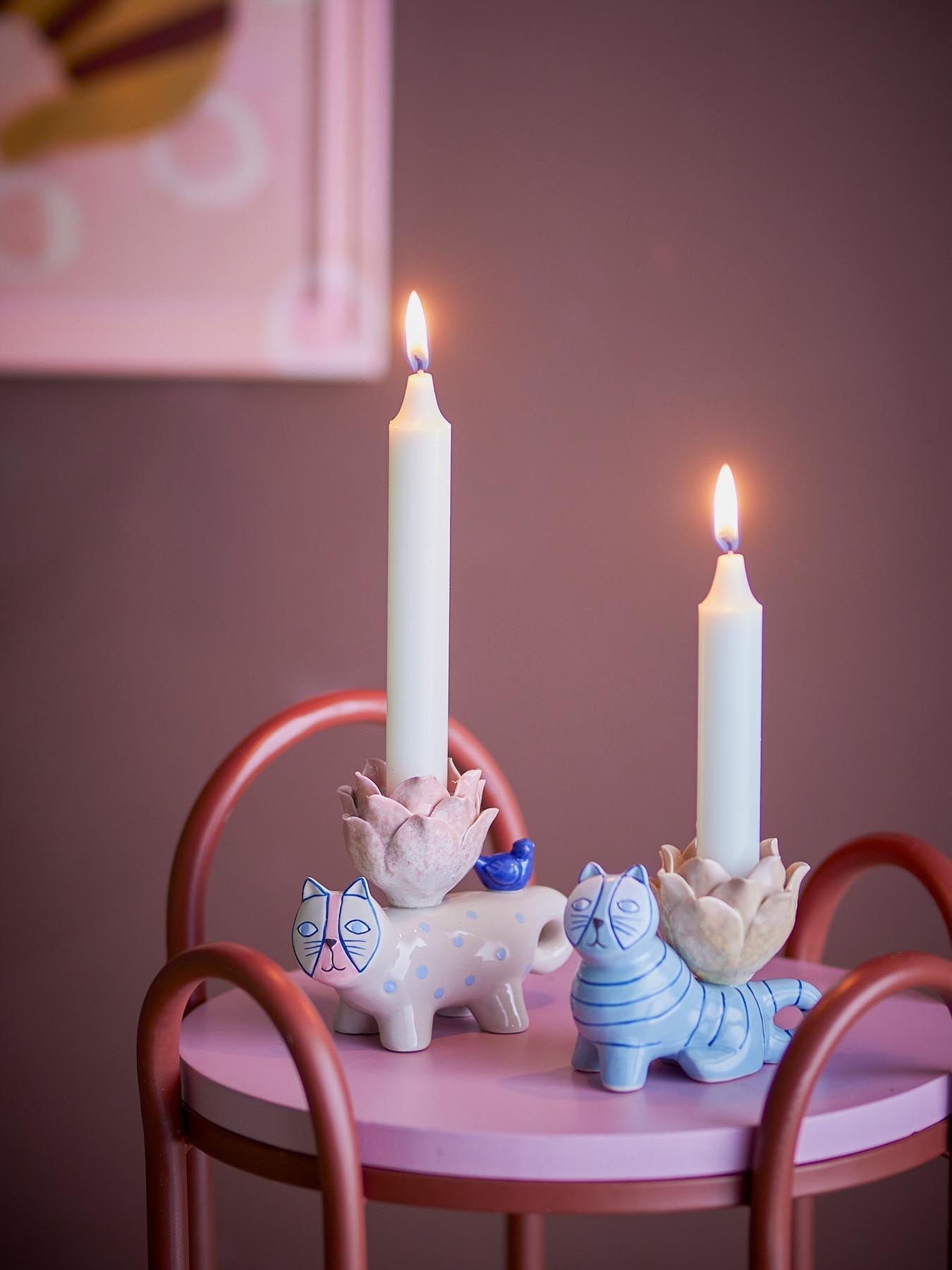 Missy Kerzenhalter, Blau, Steingut in Blau präsentiert im Onlineshop von KAQTU Design AG. Kerzenständer ist von Bloomingville