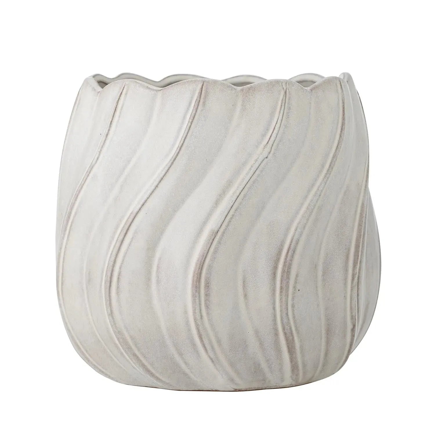 Isidora Blumentopf, Weiß, Steingut in Weiß präsentiert im Onlineshop von KAQTU Design AG. Blumentopf ist von Bloomingville