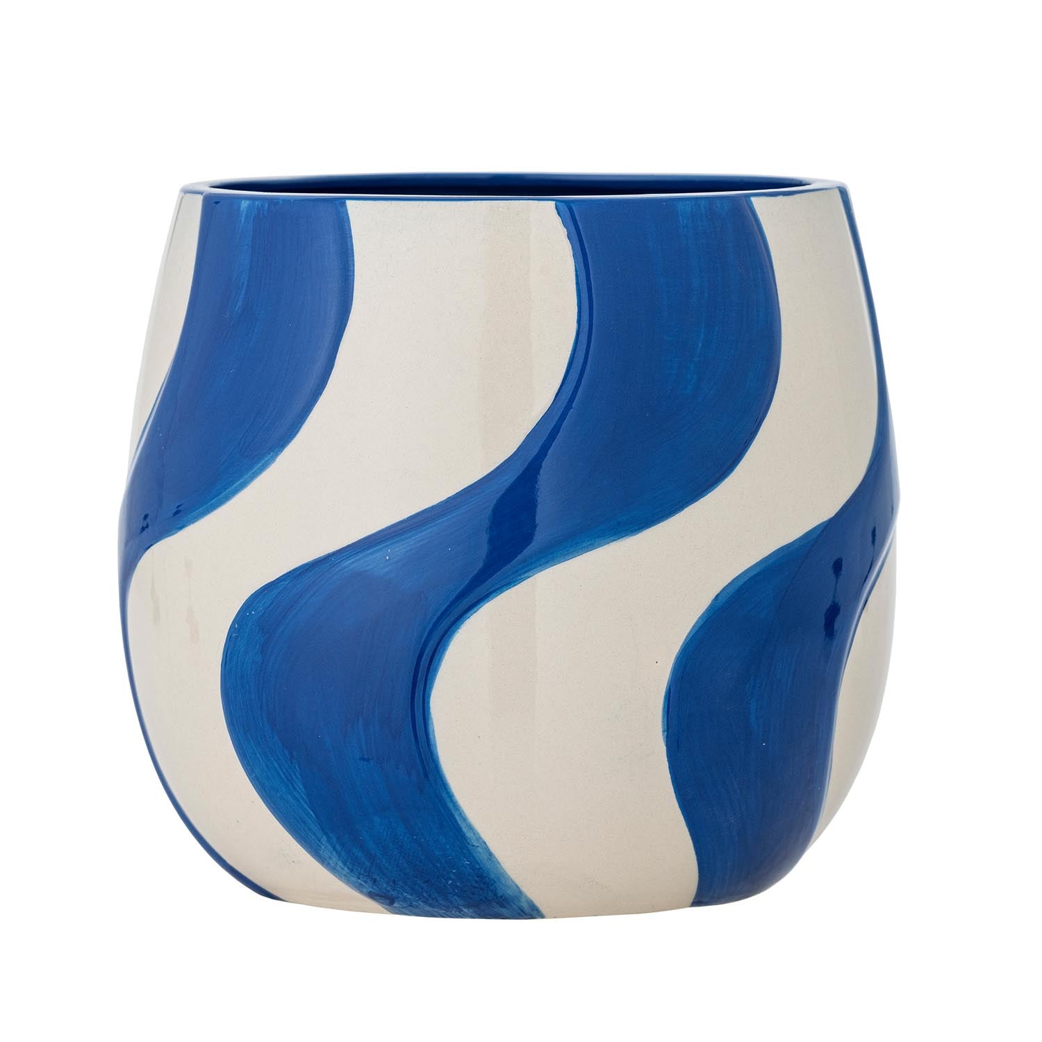 Romy Blumentopf, Blau, Steingut in Blau präsentiert im Onlineshop von KAQTU Design AG. Blumentopf ist von Bloomingville