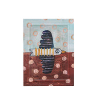 Brett birdy Illustration mit Rahmen, Blau, Tannenholz