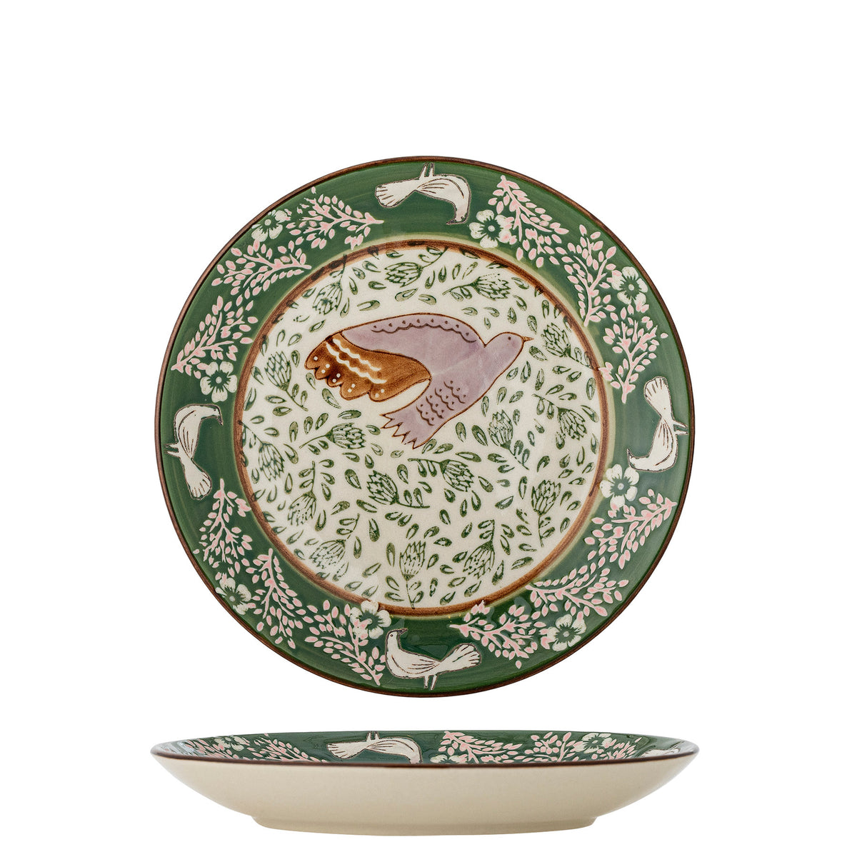 Hezha Teller, Grün, Steingut in Green präsentiert im Onlineshop von KAQTU Design AG. Teller ist von Bloomingville