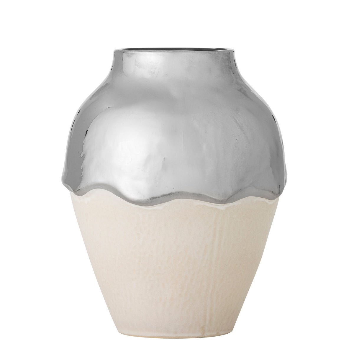 Silvio Vase, Silber, Steingut in Silver präsentiert im Onlineshop von KAQTU Design AG. Vase ist von Bloomingville