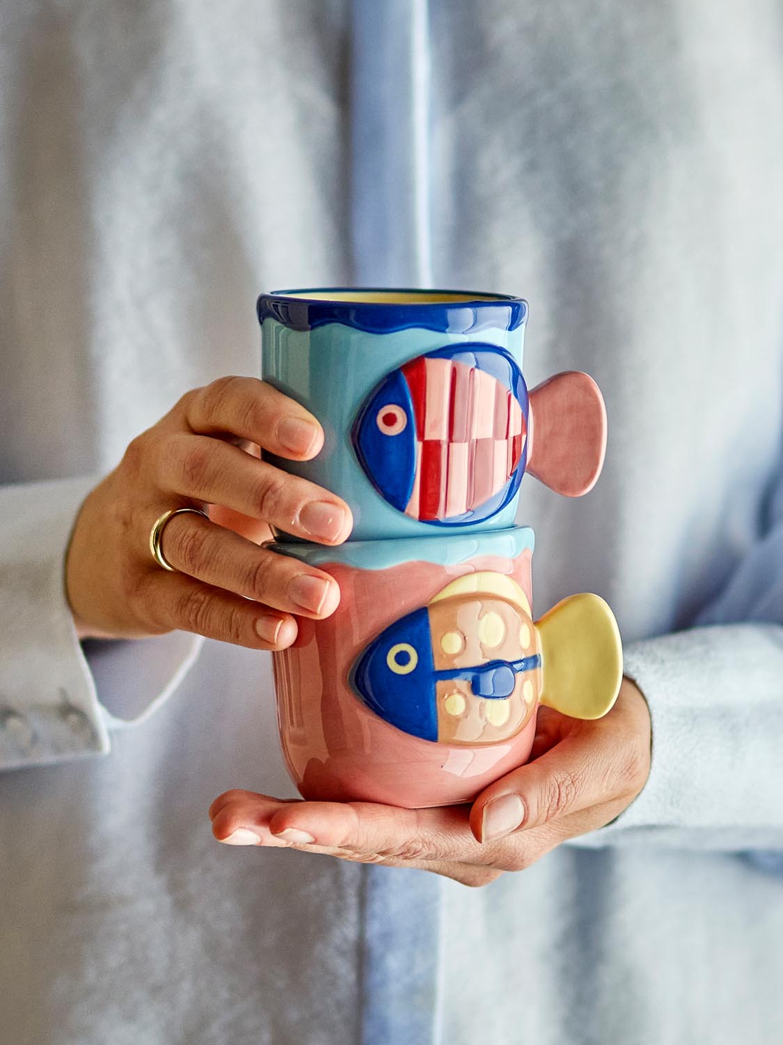 Willy Tasse, Bunt, Steingut in Multi präsentiert im Onlineshop von KAQTU Design AG. Tasse ist von Bloomingville