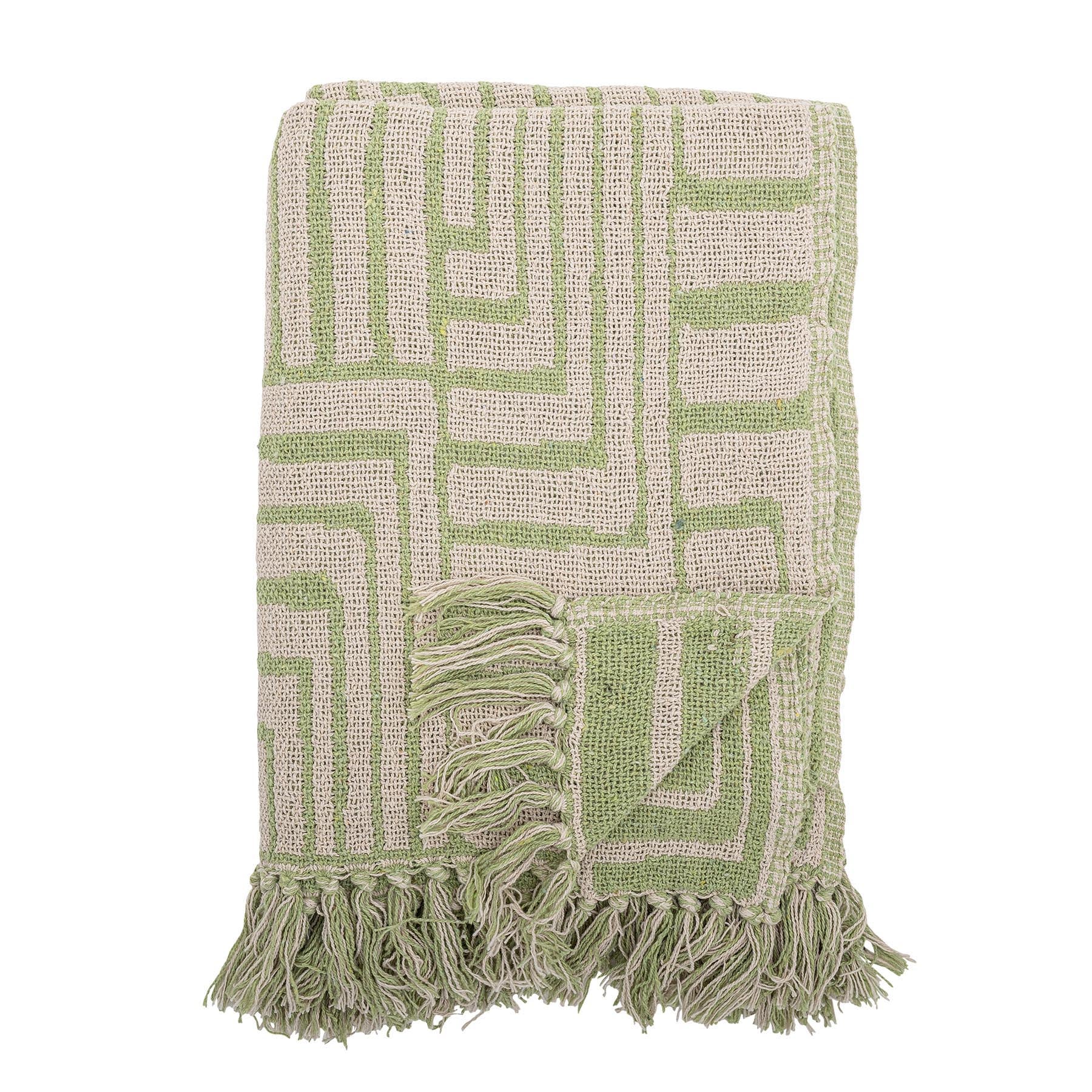 Velva Decke, Grün, Recycelte Baumwolle in Green präsentiert im Onlineshop von KAQTU Design AG. Bettüberwurf ist von Creative Collection
