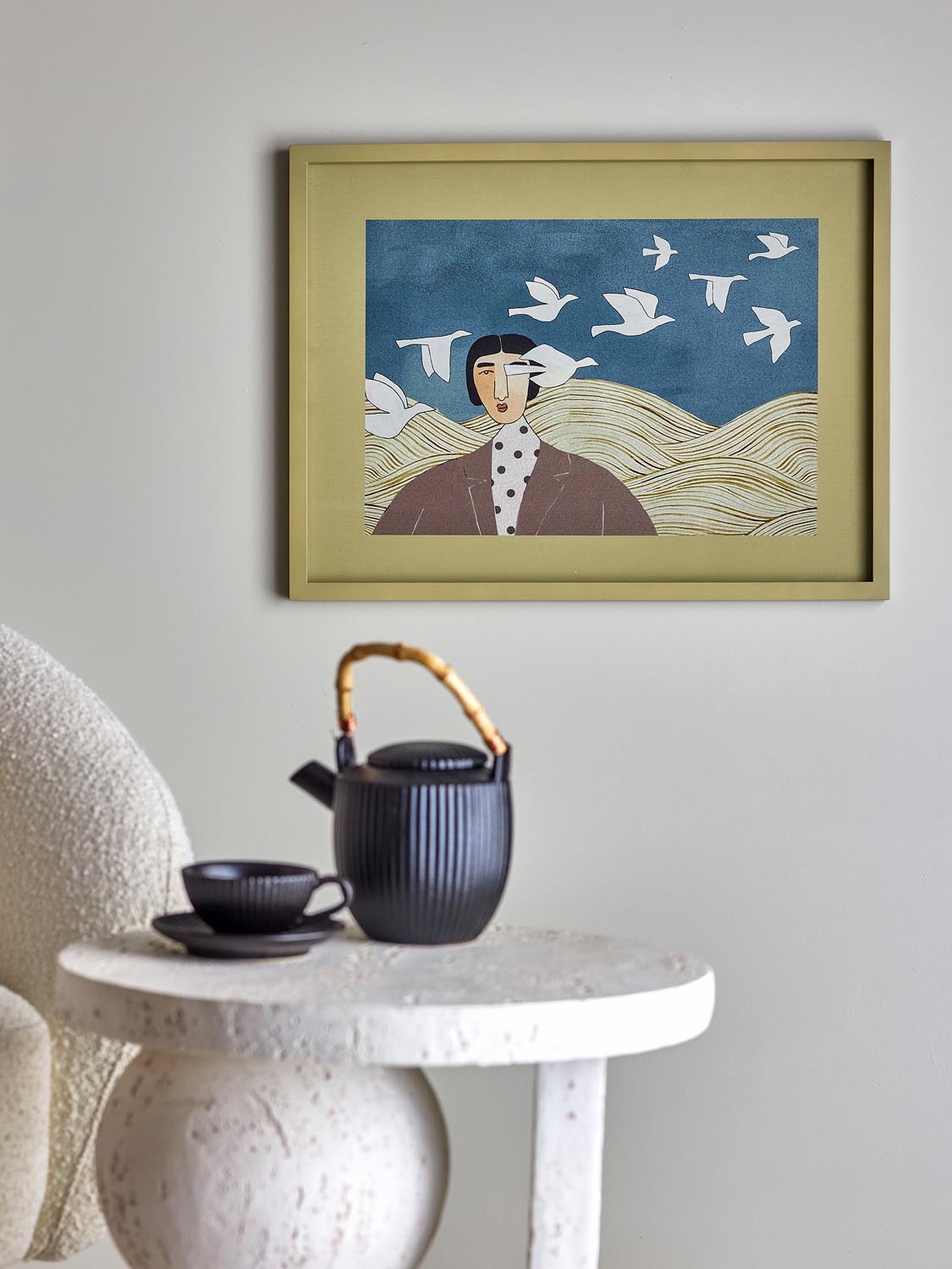 Flyvielle Illustration mit Rahmen, Bunt, Tannenholz in Multi präsentiert im Onlineshop von KAQTU Design AG. Bild ist von Bloomingville