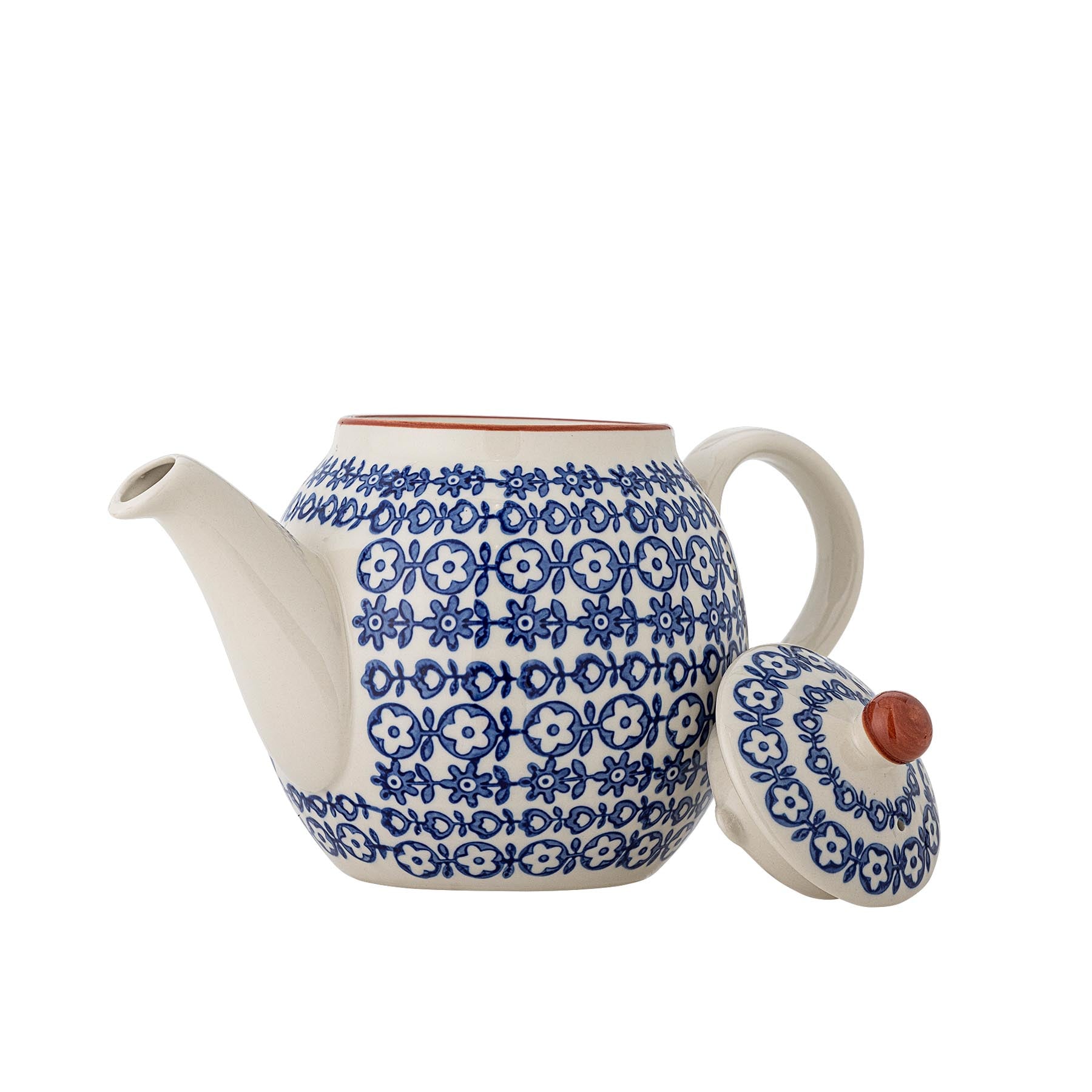 Karine Teekanne, Blau, Steingut in Blue präsentiert im Onlineshop von KAQTU Design AG. Käsezubehör ist von Bloomingville