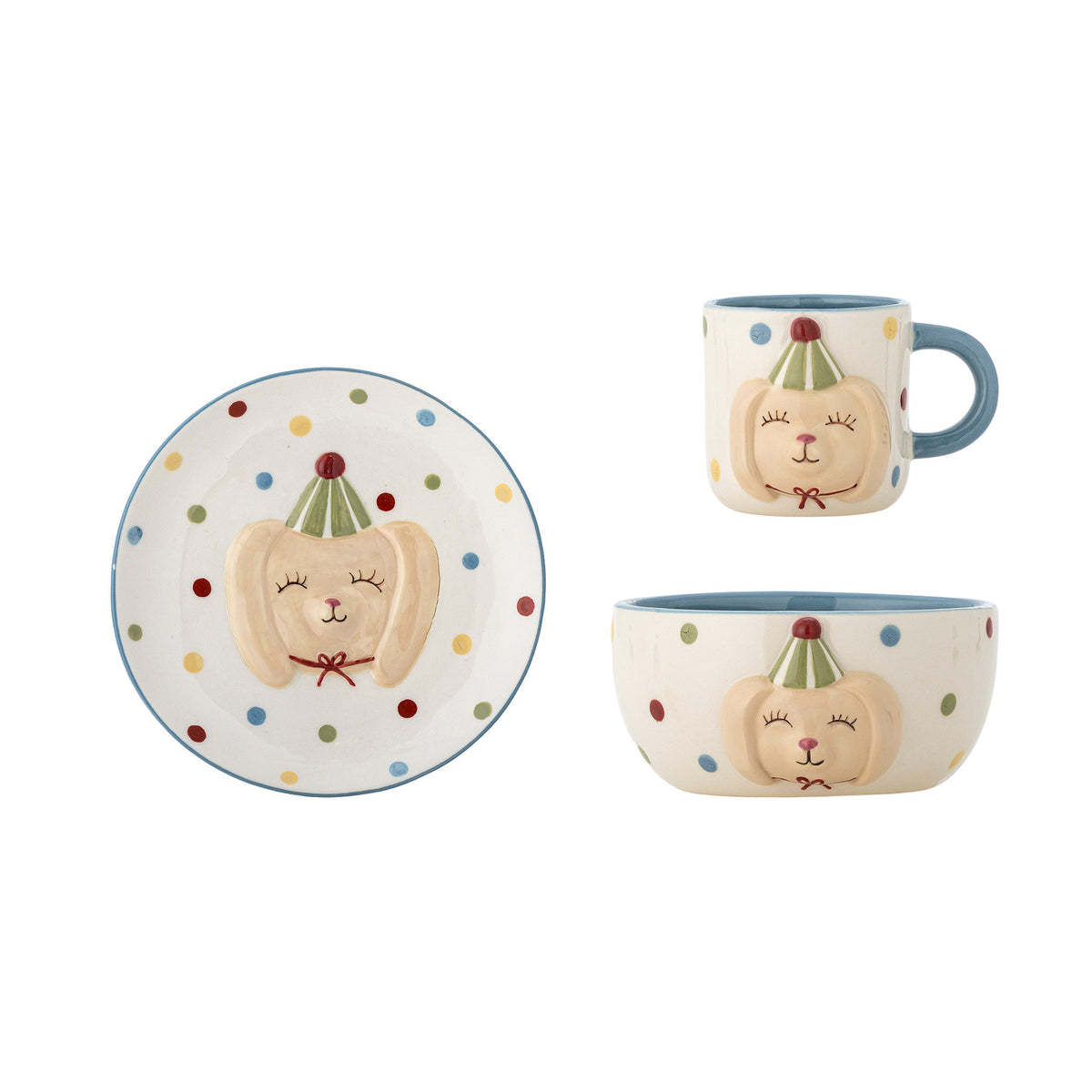 Party Geschirr-Set, Bunt, Steingut in Multi präsentiert im Onlineshop von KAQTU Design AG. Geschirr ist von Bloomingville Mini