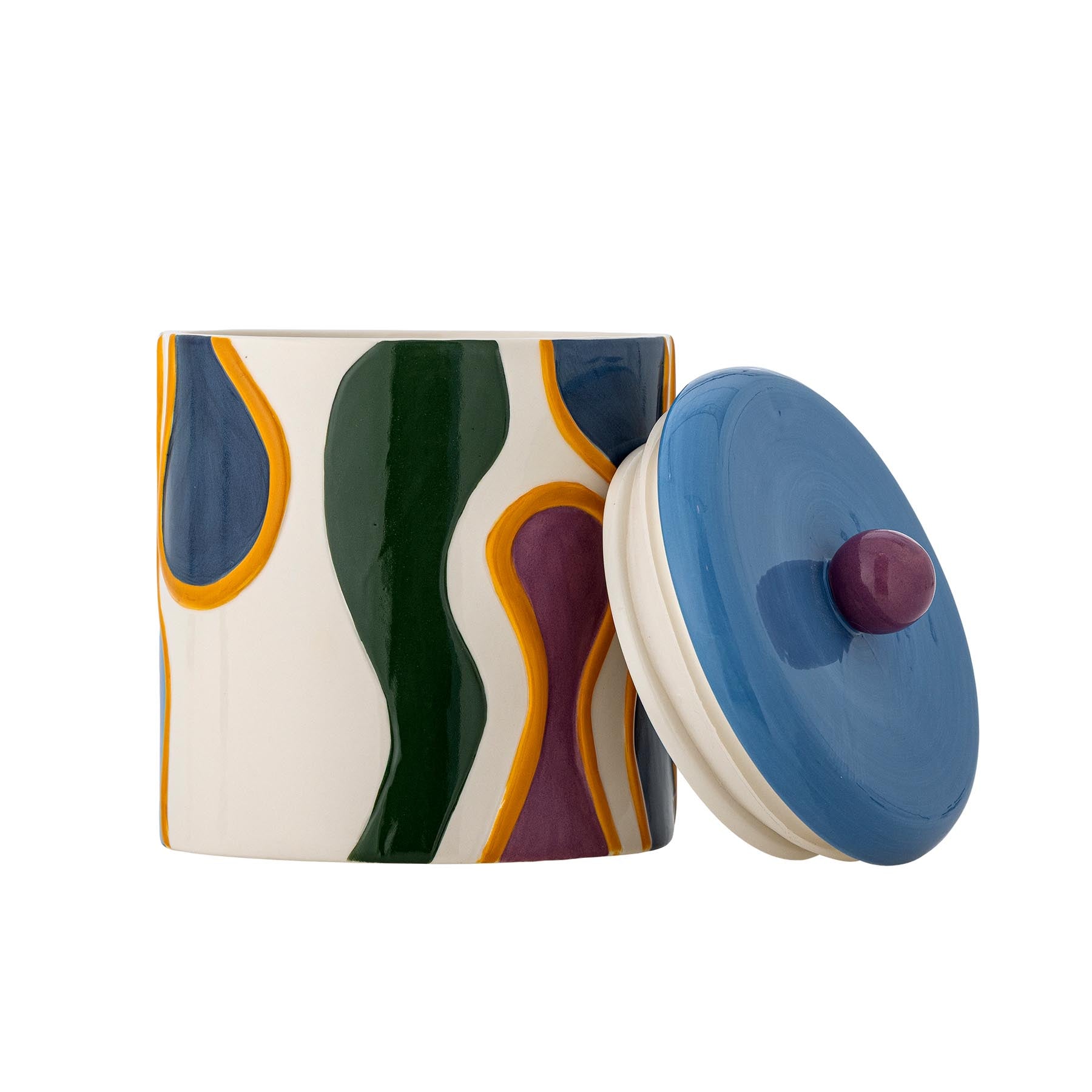 Salacia Gefäß mit Deckel, Bunt, Steingut in Multi präsentiert im Onlineshop von KAQTU Design AG. Kanne ist von Bloomingville