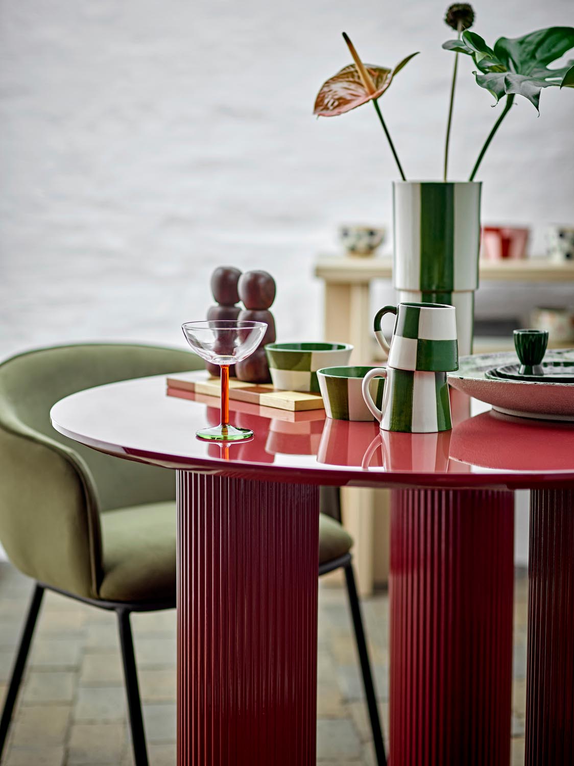Floki Vase, Grün, Steingut in Green präsentiert im Onlineshop von KAQTU Design AG. Vase ist von Bloomingville