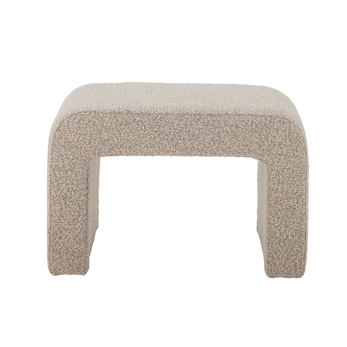 Hocker Bobbie von Bloomingville mit hellem Bouclé-Bezug aus Polyester auf Beinen