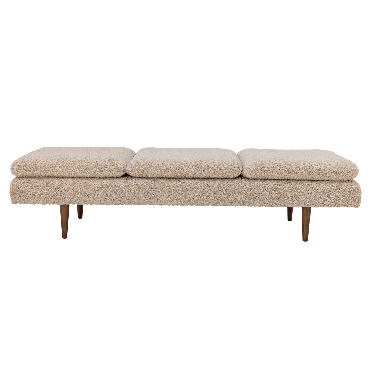 Tagesbett Pione von Bloomingville in Beige mit Polyester-Bezug, braunen Holzbeinen aus Sperrholz, Kiefer und Gummibaum, klare Linienführung