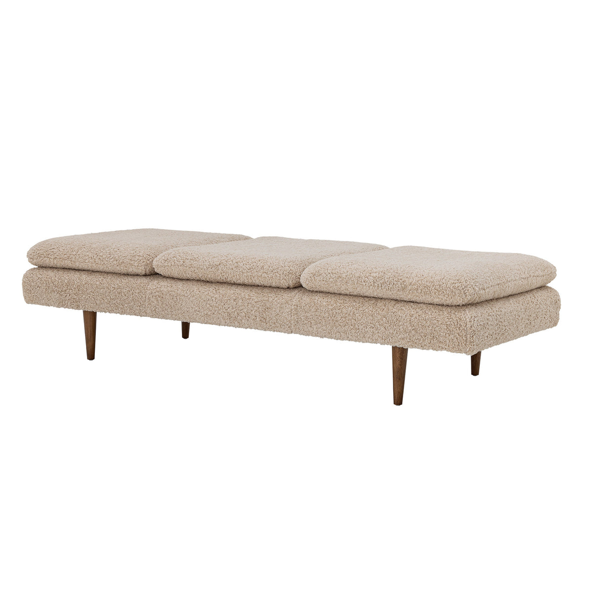 Tagesbett Pione von Bloomingville in Beige mit Polyester-Bezug, braunen Holzbeinen aus Sperrholz, Kiefer und Gummibaum, klare Linienführung