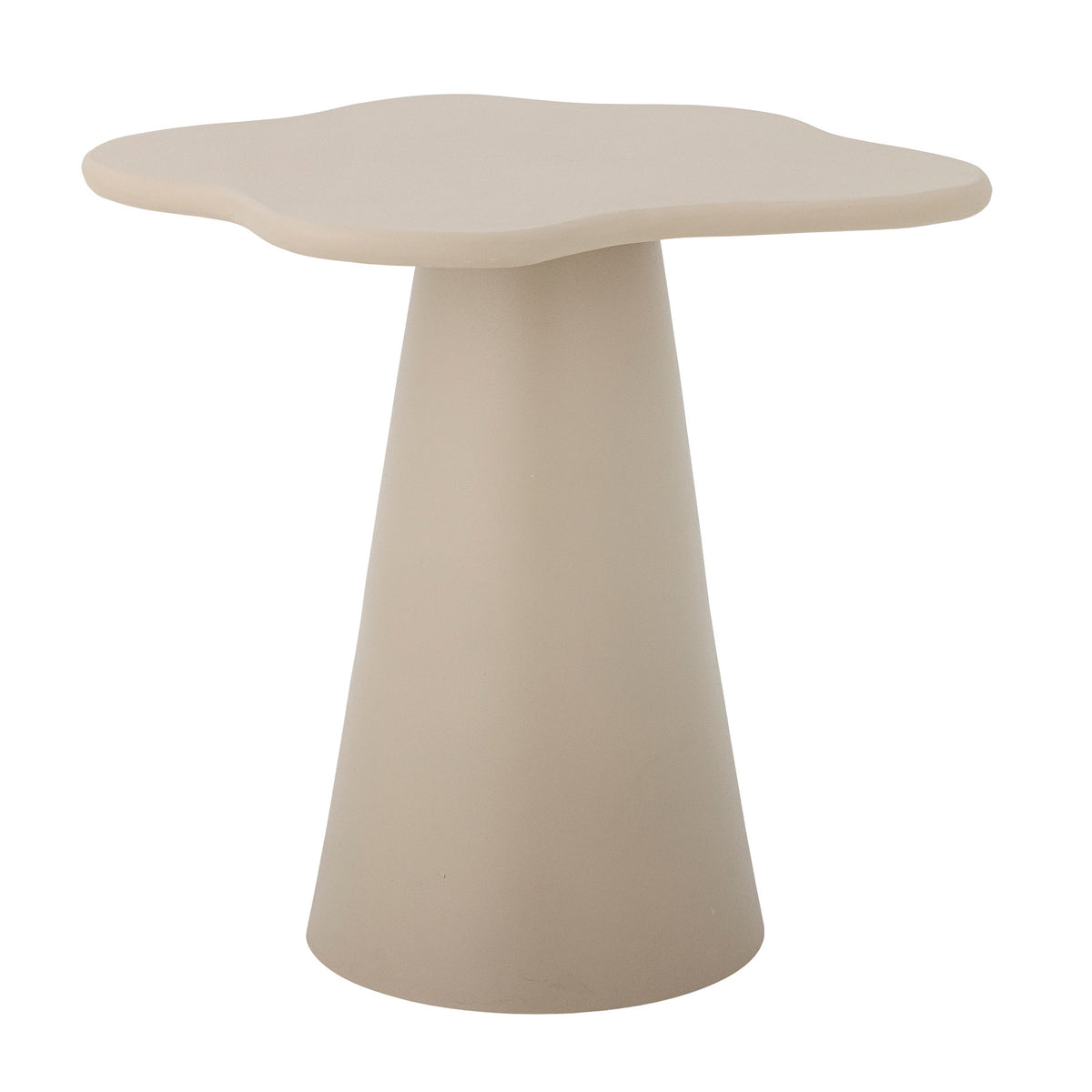 Beistelltisch Soller in Beige von Bloomingville, Gestell aus Aluminium mit organischer Form, Tischplatte aus MDF, Beine in Natur.