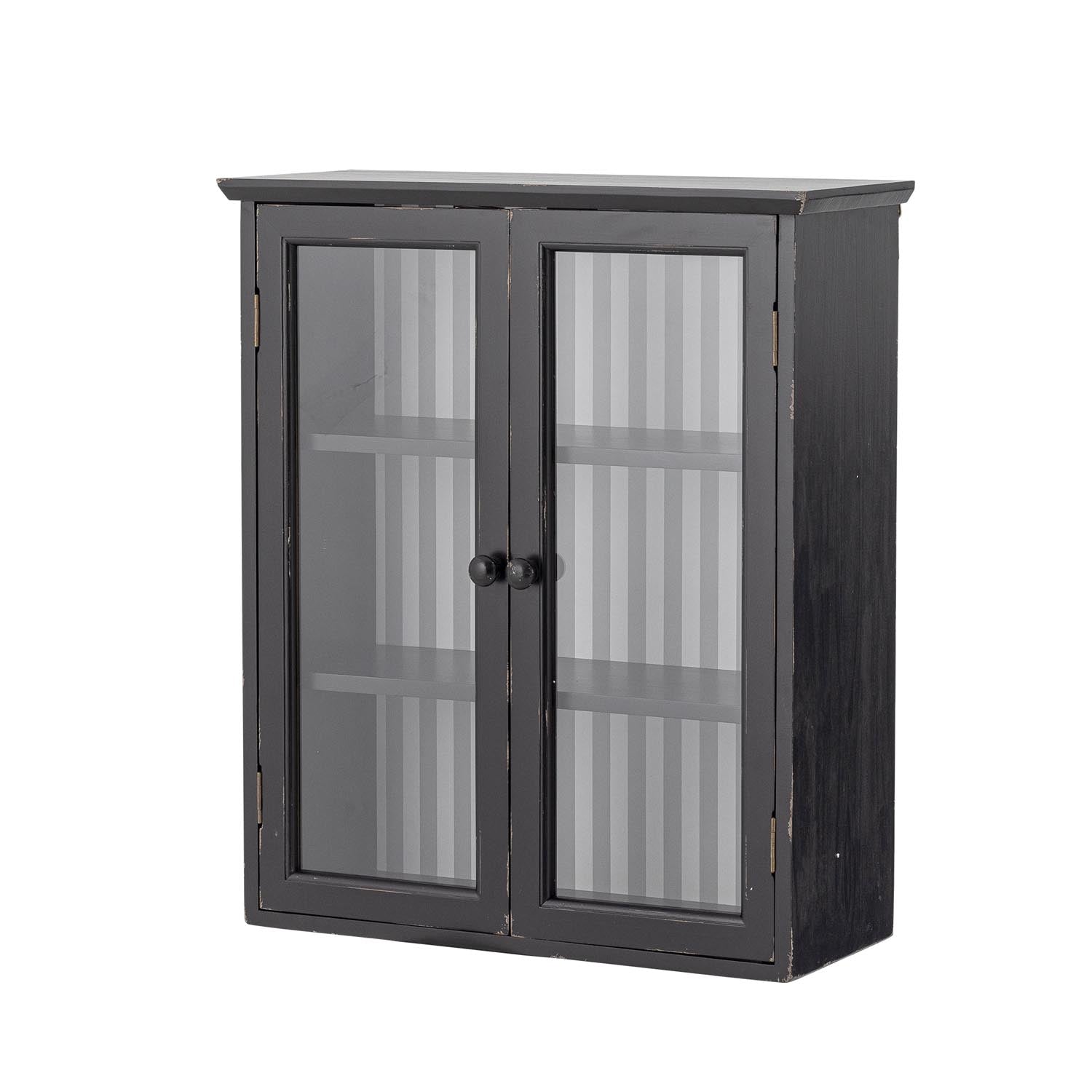 Das Hazem Kabinett in Schwarz aus Tannenholz vereint Eleganz und Funktionalität. Ideal zur stilvollen Präsentation Ihrer Lieblingsstücke.