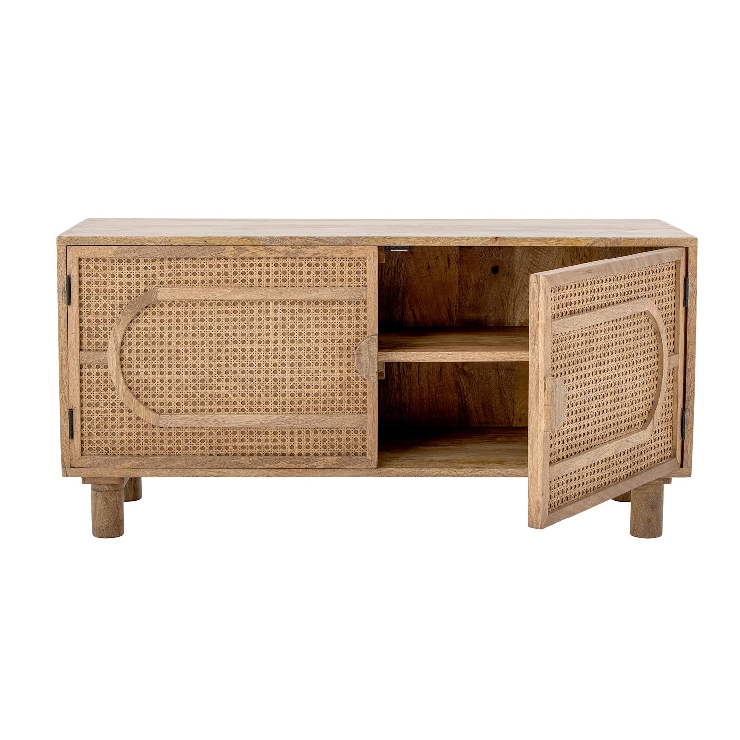 Entdecken Sie das Pablo Kabinett von Bloomingville: Ein elegantes, nachhaltiges Möbelstück aus FSC-zertifiziertem Mangoholz mit klassischem Wiener Geflecht.