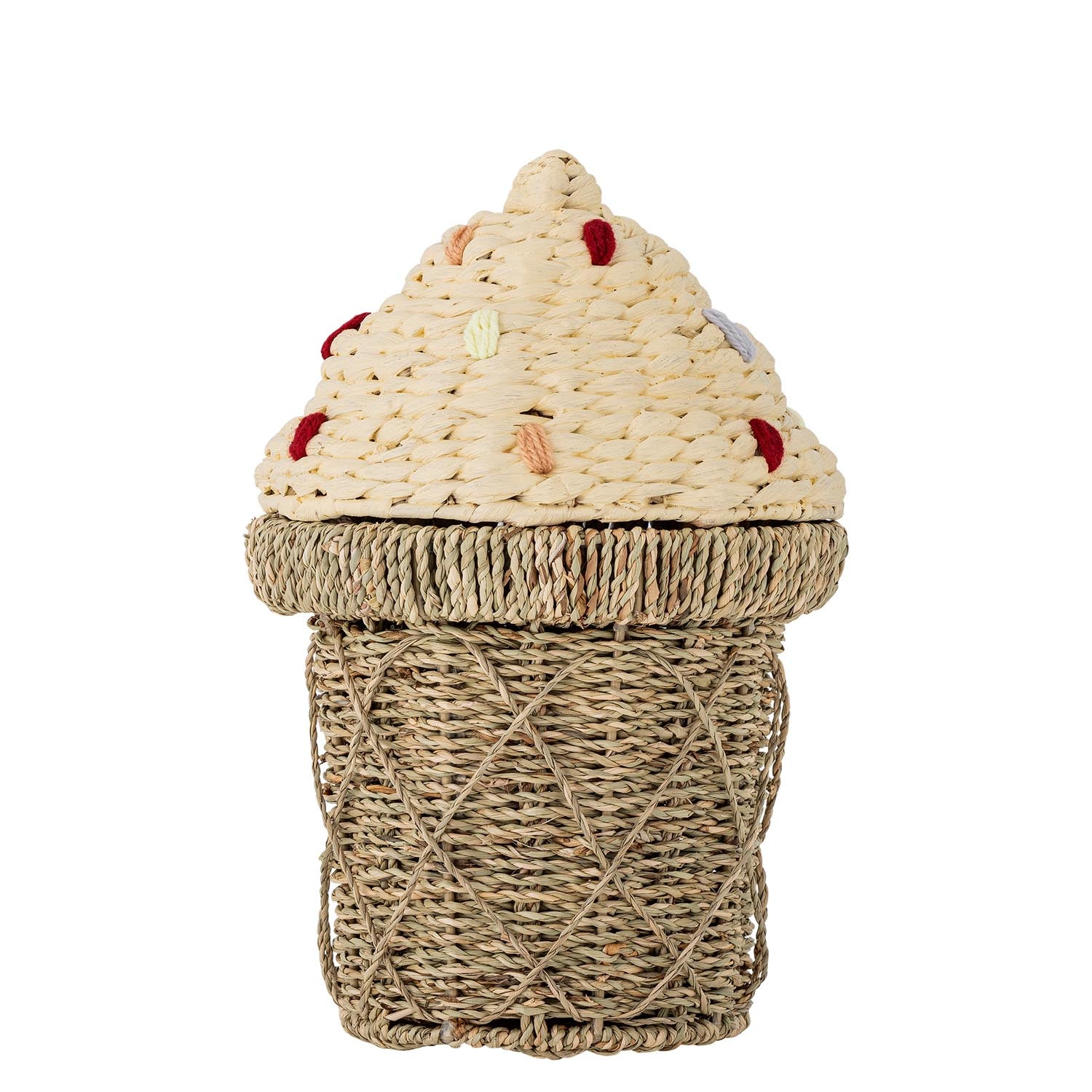 Cillie basket with lid, nature, sea grass