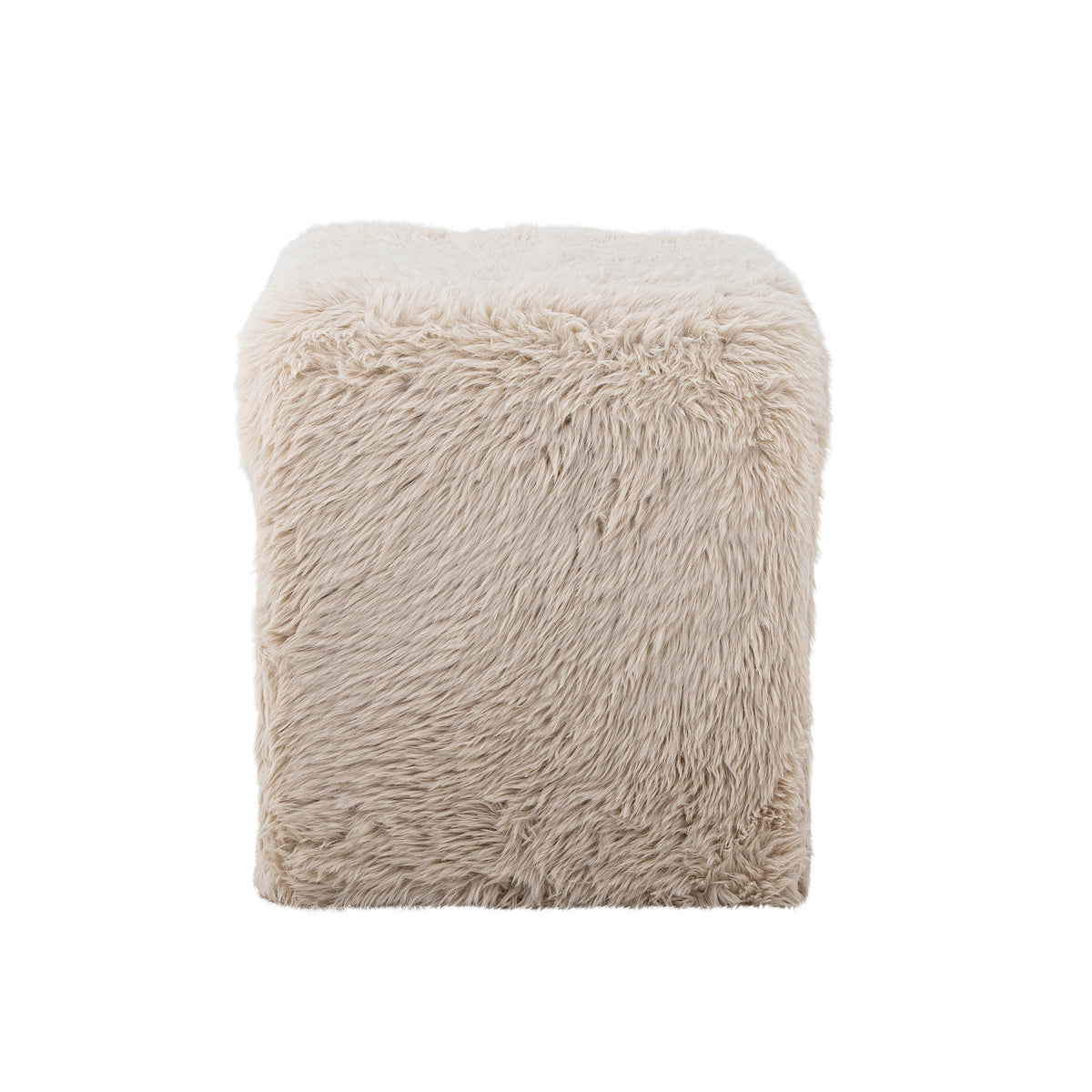 Hocker Bobbie von Bloomingville mit hellem Bouclé-Bezug aus Polyester auf Beinen
