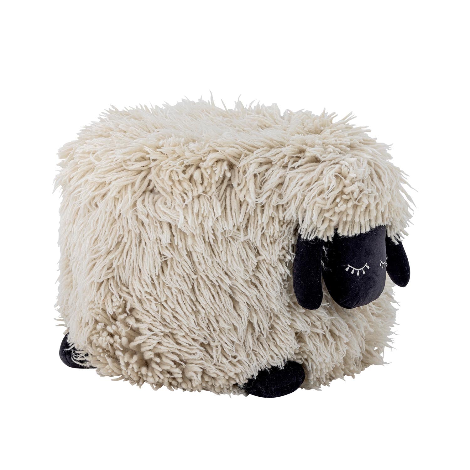 Dolly Pouf, Weiß, Wolle in Weiß präsentiert im Onlineshop von KAQTU Design AG. Pouf ist von Bloomingville Mini