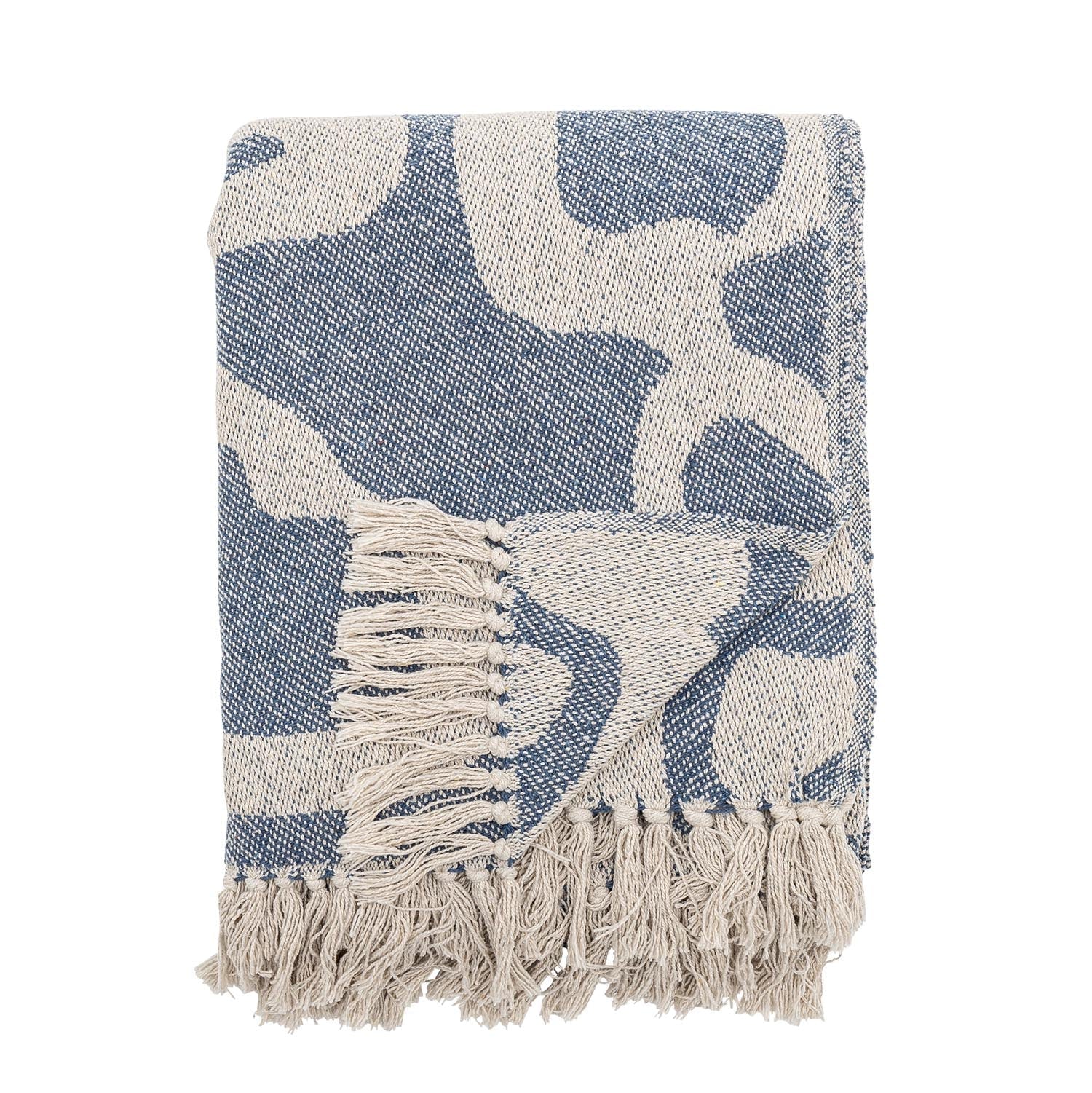 Salobre Decke, Blau, Recycelte Baumwolle in Blau präsentiert im Onlineshop von KAQTU Design AG. Bettüberwurf ist von Bloomingville