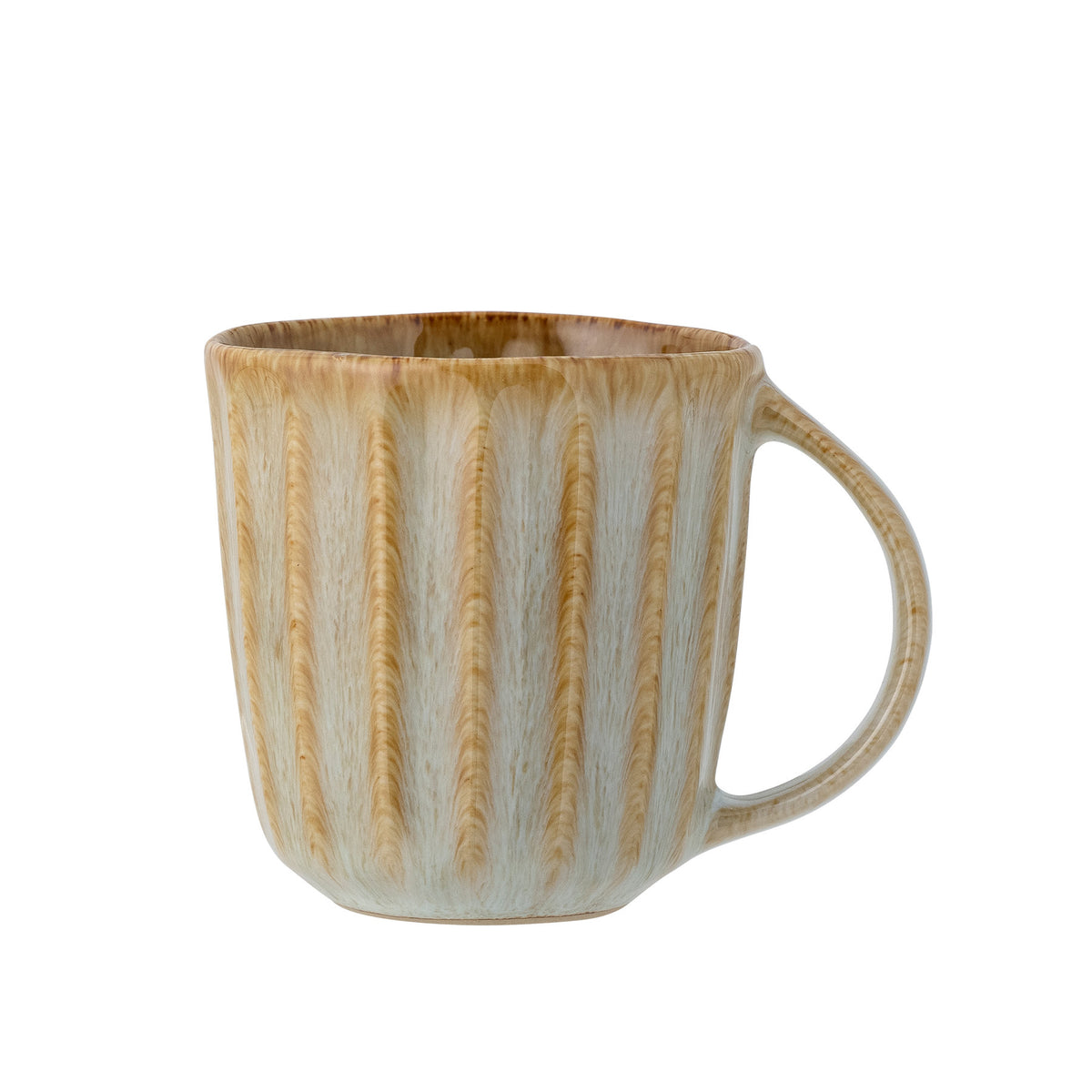 Fleur Becher in Beige aus Steinzeug von Creative Collection, rund geformt, mit reaktiver Glasur und leicht variierender Farbgebung im Boho Chic Stil.